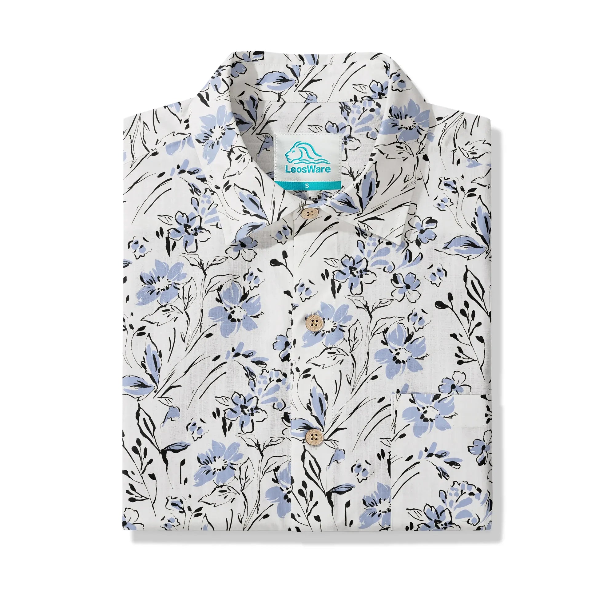 Sky Flowers Blue Hawaiian Shirt for Men