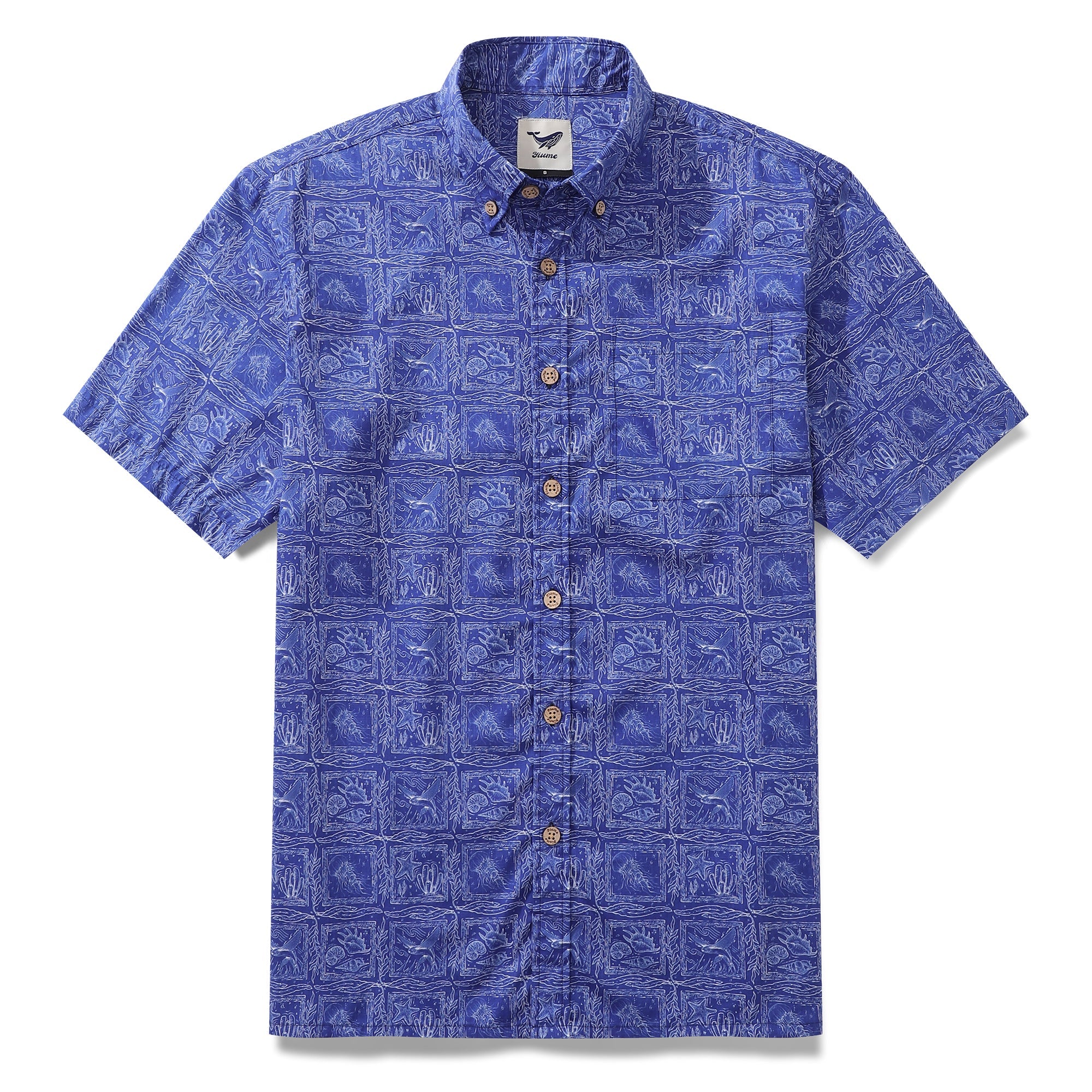 Yiume Bluey Hawaiian Shirt für Männer Ozeanleben Shirt Kurzarm Hawaiian Shirt