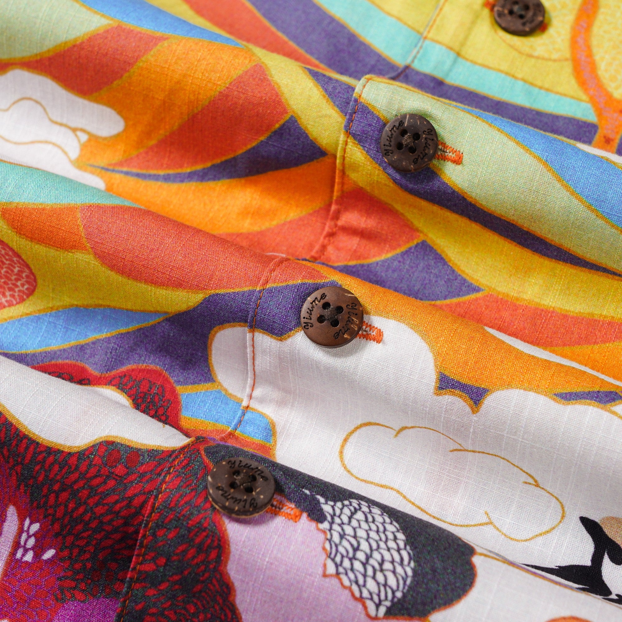 Men's Hawaiian Shirt Short Sleeve Camp Collar 100% Cotton Aloha Rainbow Mountain