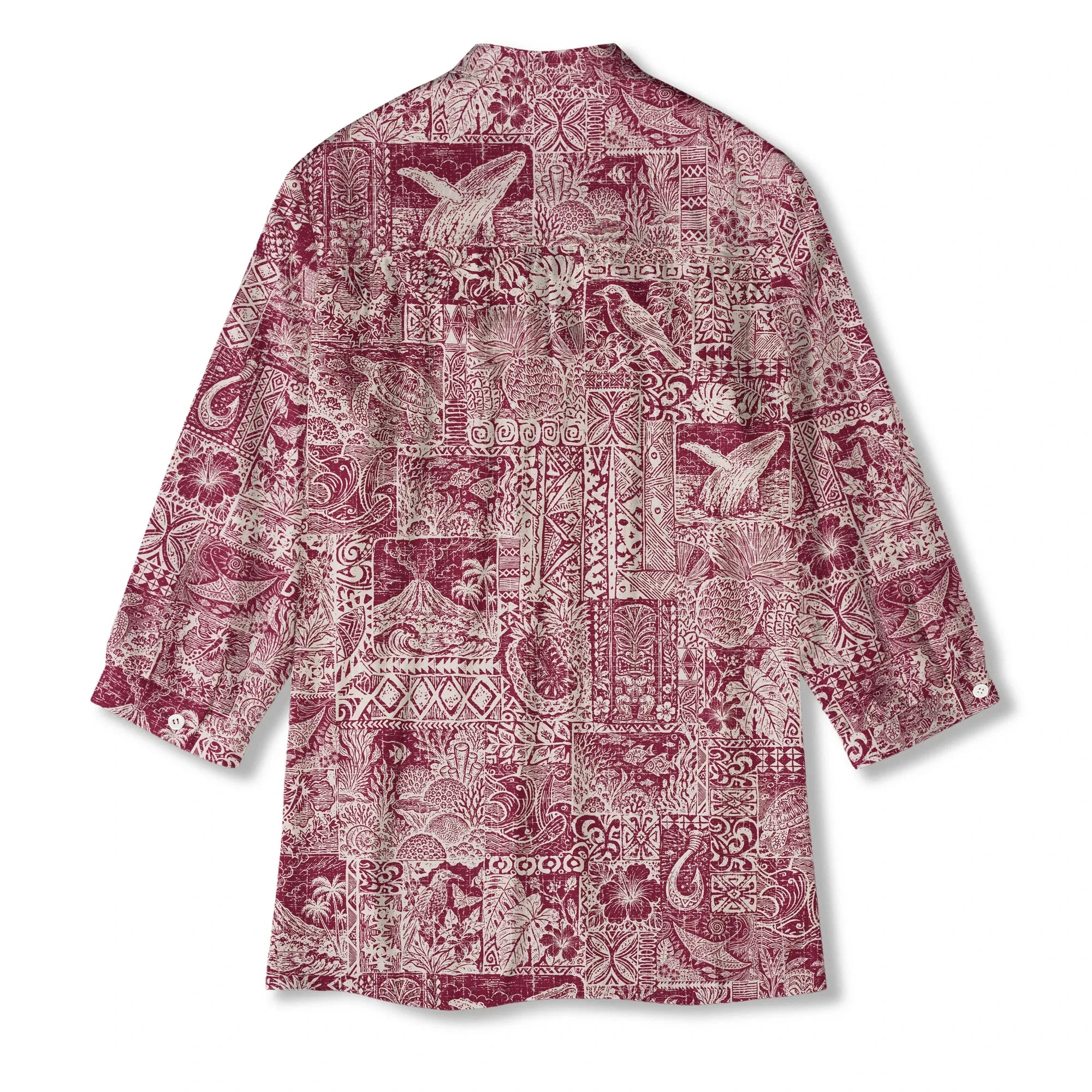 Red aloha Hawaiian blouse, women's vintage style, lyocell fabric