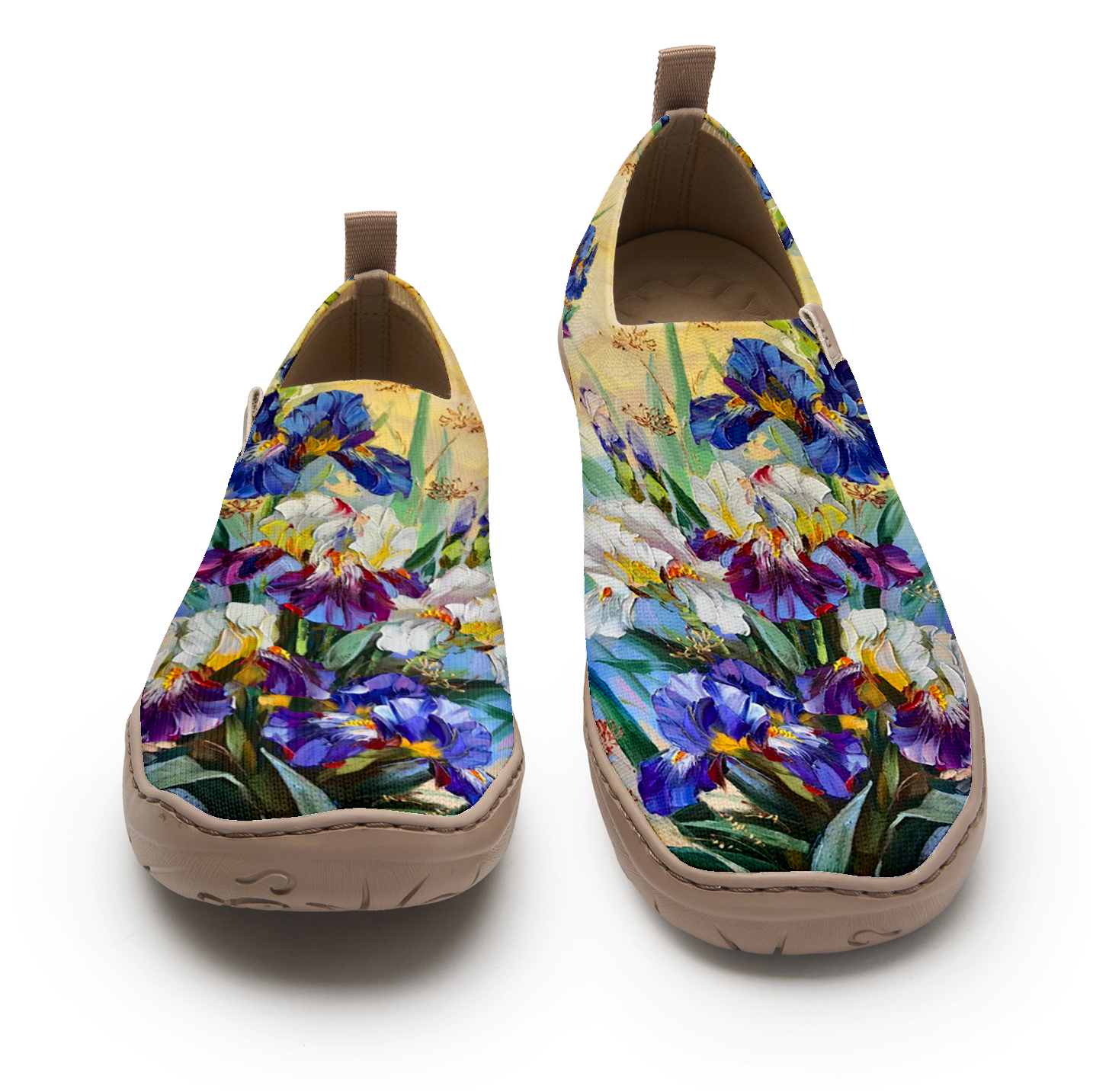 Yiume Women's Art Slip-On Shoes Comfortable Breathable Knit Casual Footwear,Iris Oil Painting Purple Purple Iris Shoes