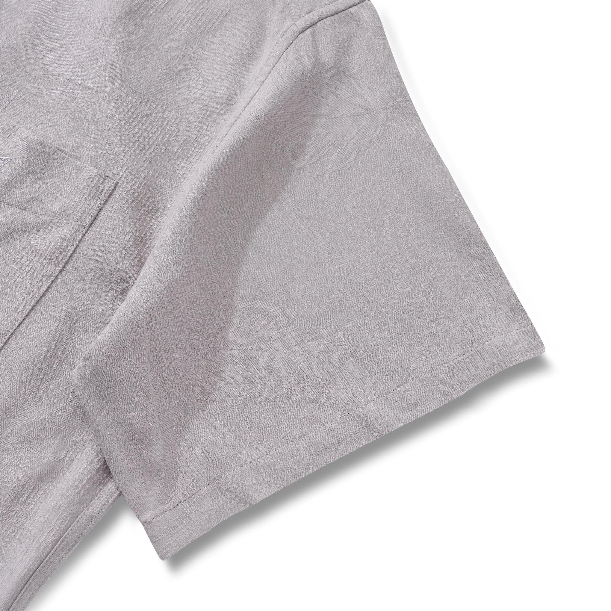 Chemise hawaïenne pour hommes en soie jacquard à col camp - Kaki clair