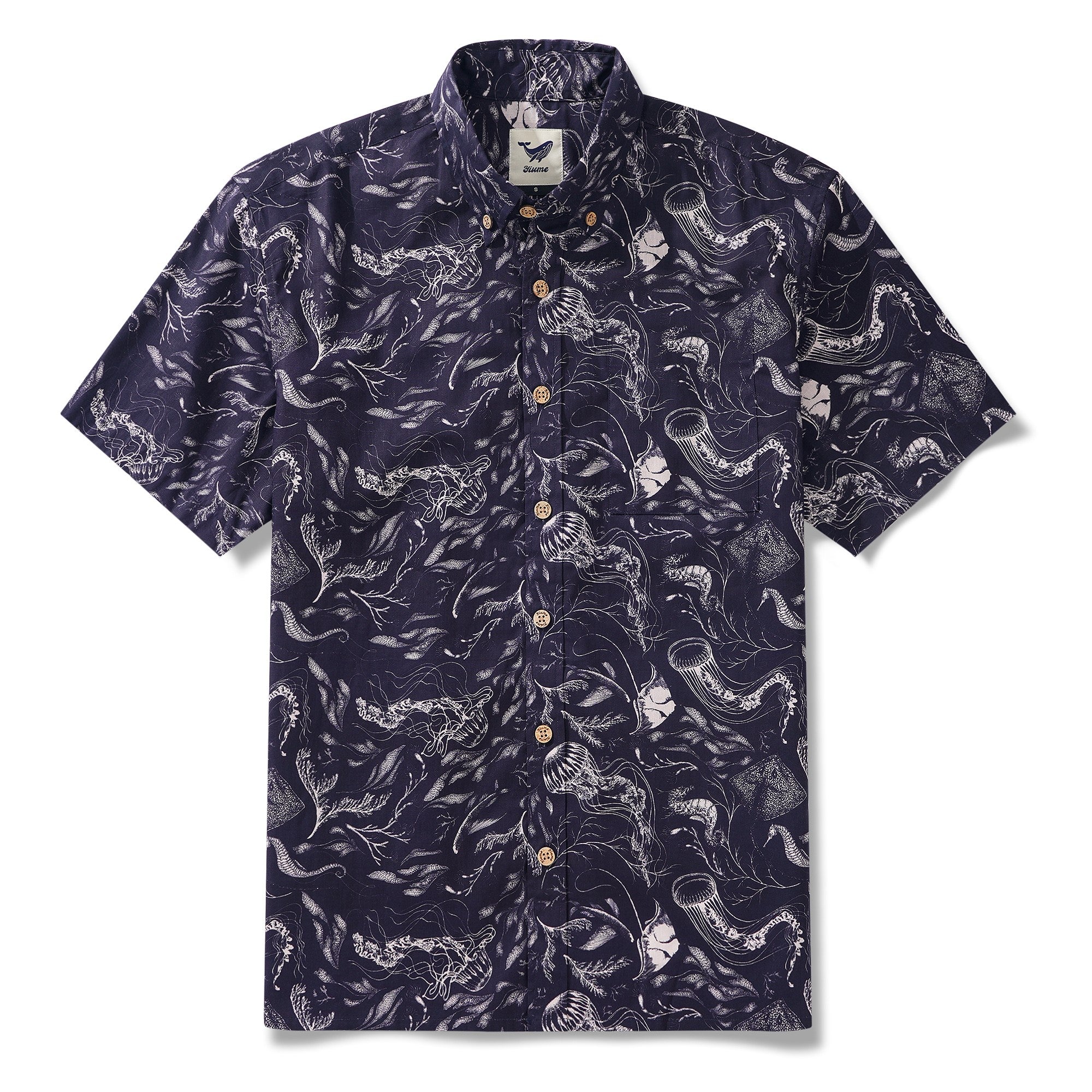 Chemise hawaïenne masculine à manches courtes à manches courtes 100% coton Aloha Deep - Sea Odyssey par Feanne