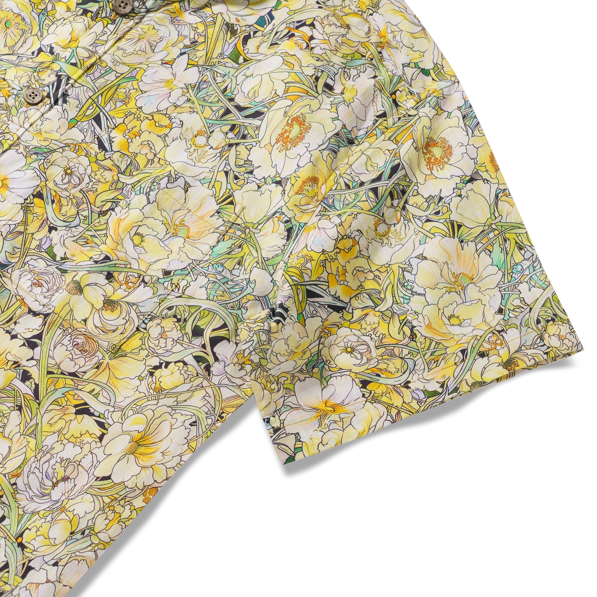 Chemise hawaïenne florale 100 % coton pour homme, à manches courtes, à boutons, chemise Aloha jaune