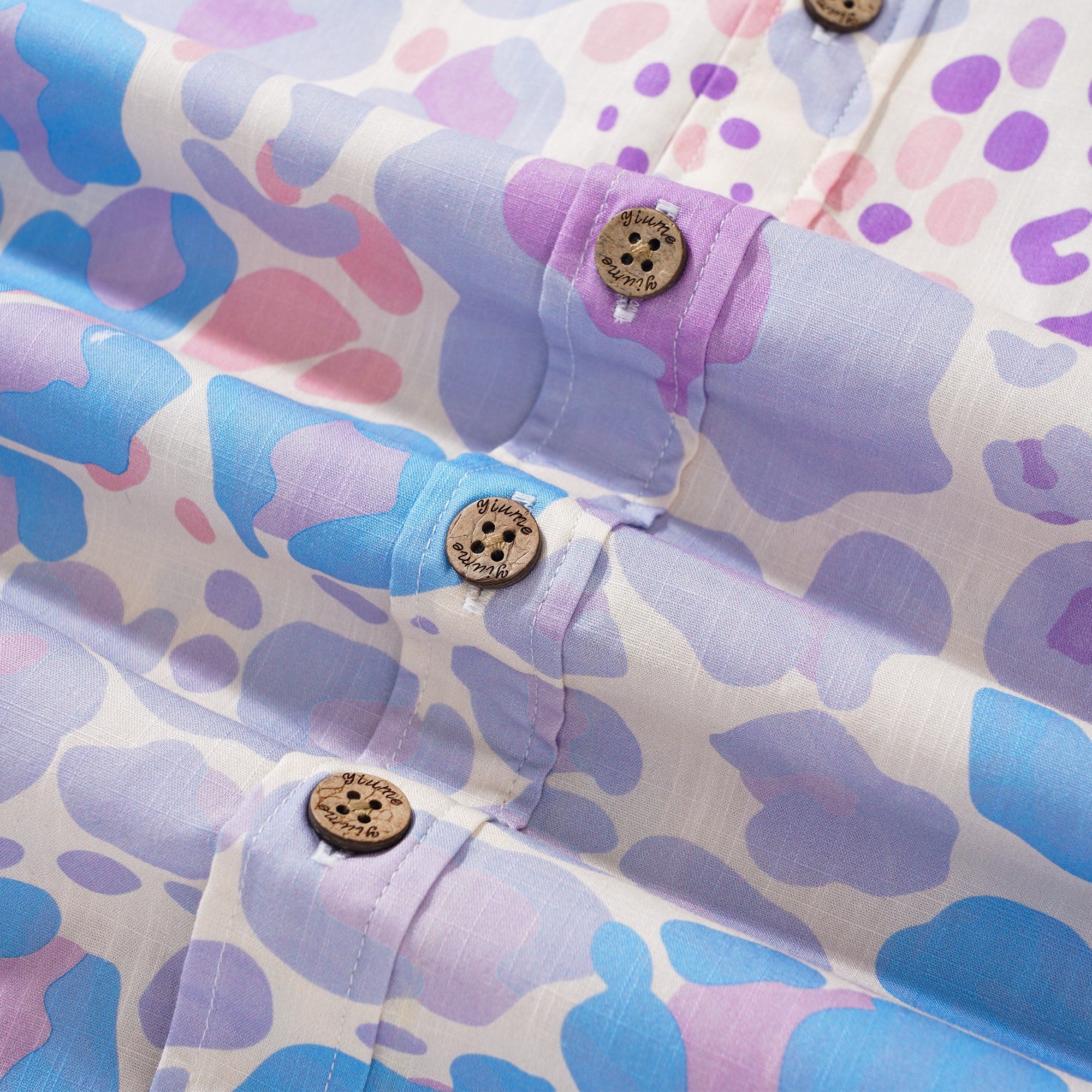 メンズハワイアンシャツ半袖ボタンダウン100％コットンベージュアロハトロピカルヒョウファンタジーカモプリント