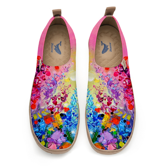 Yiume Women's Art Slip-On Shoes Comfortable Breathable Knit Casual Footwear,Pastel Petal Ocean Bloom