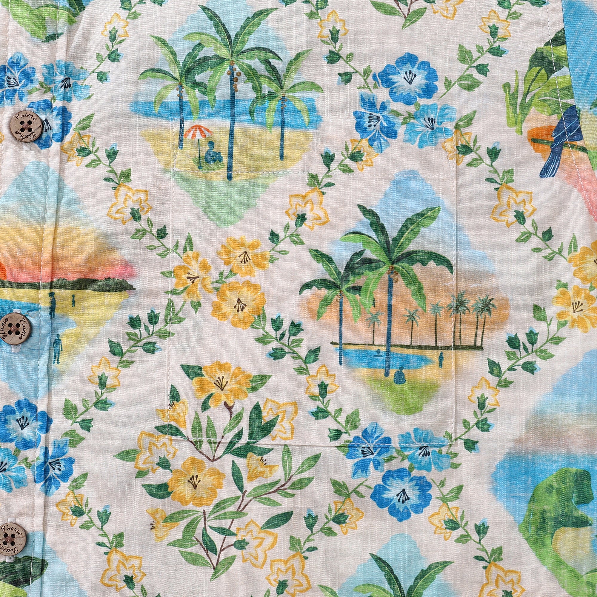 Hawaiian Hemd für Männer Hawaiian Szenen Button-Down-Shirt Kurzarm 100% Baumwollhemd