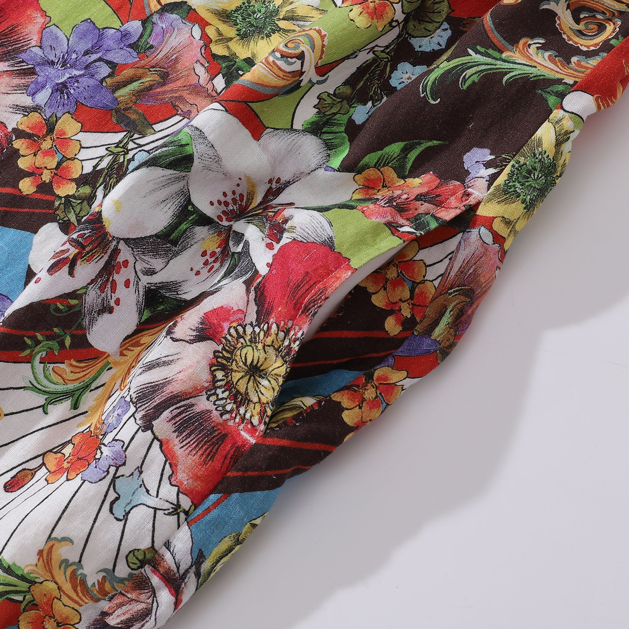 Hawaiian Dress For Women Floral Geometry V-Neck Dress