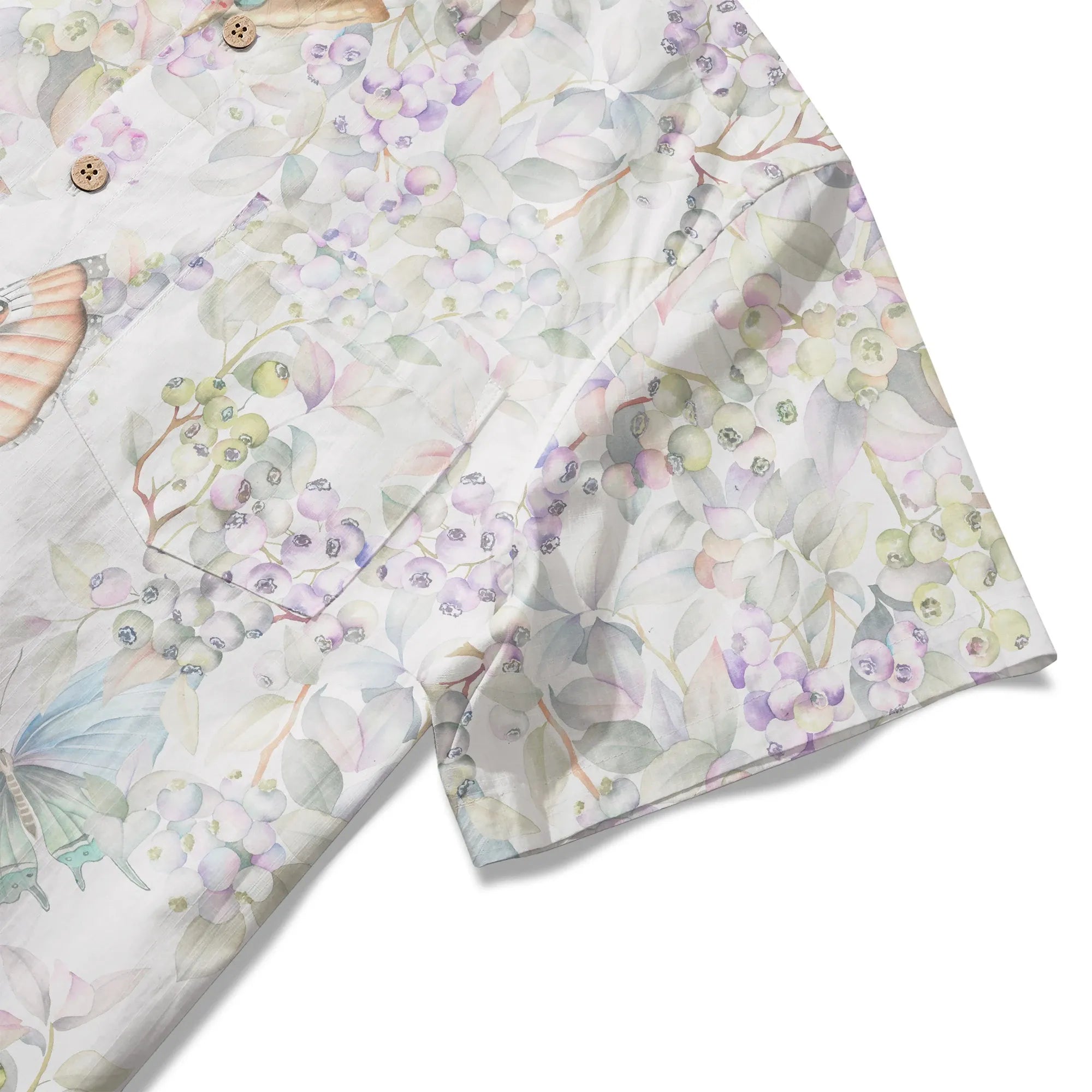 Back view of Butterflies & Berry Delight men's shirt