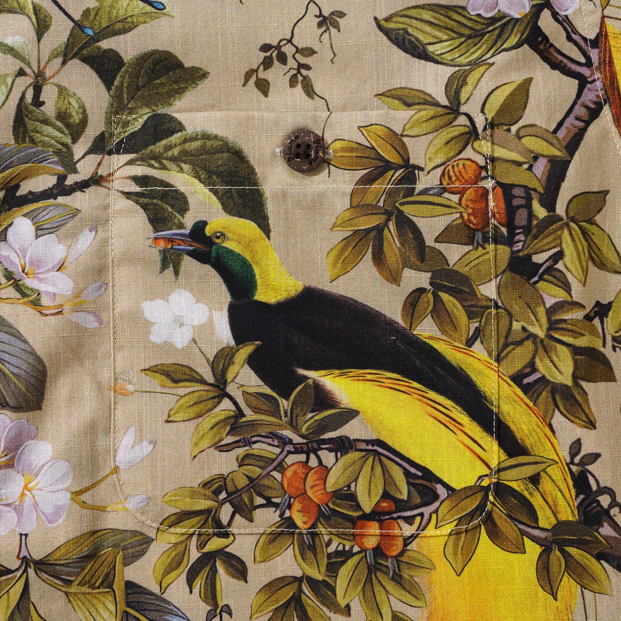 Men's Hawaiian Shirt Short Sleeve Camp Collar 100% Cotton Beige Aloha Shirt