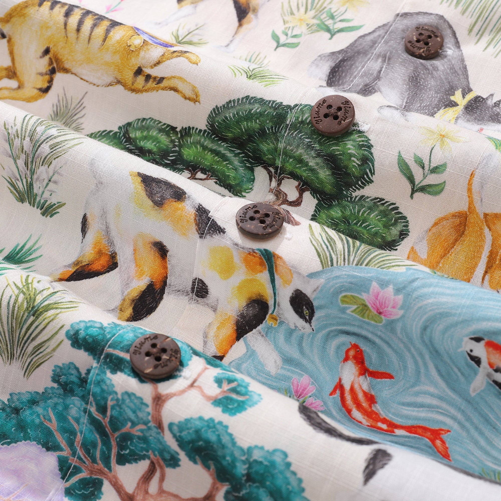 Japanische Hawaiian-Shirt für Männer Ukiyo-e Katzen Druck Shirt Camp Kragen 100% Baumwolle Shirt