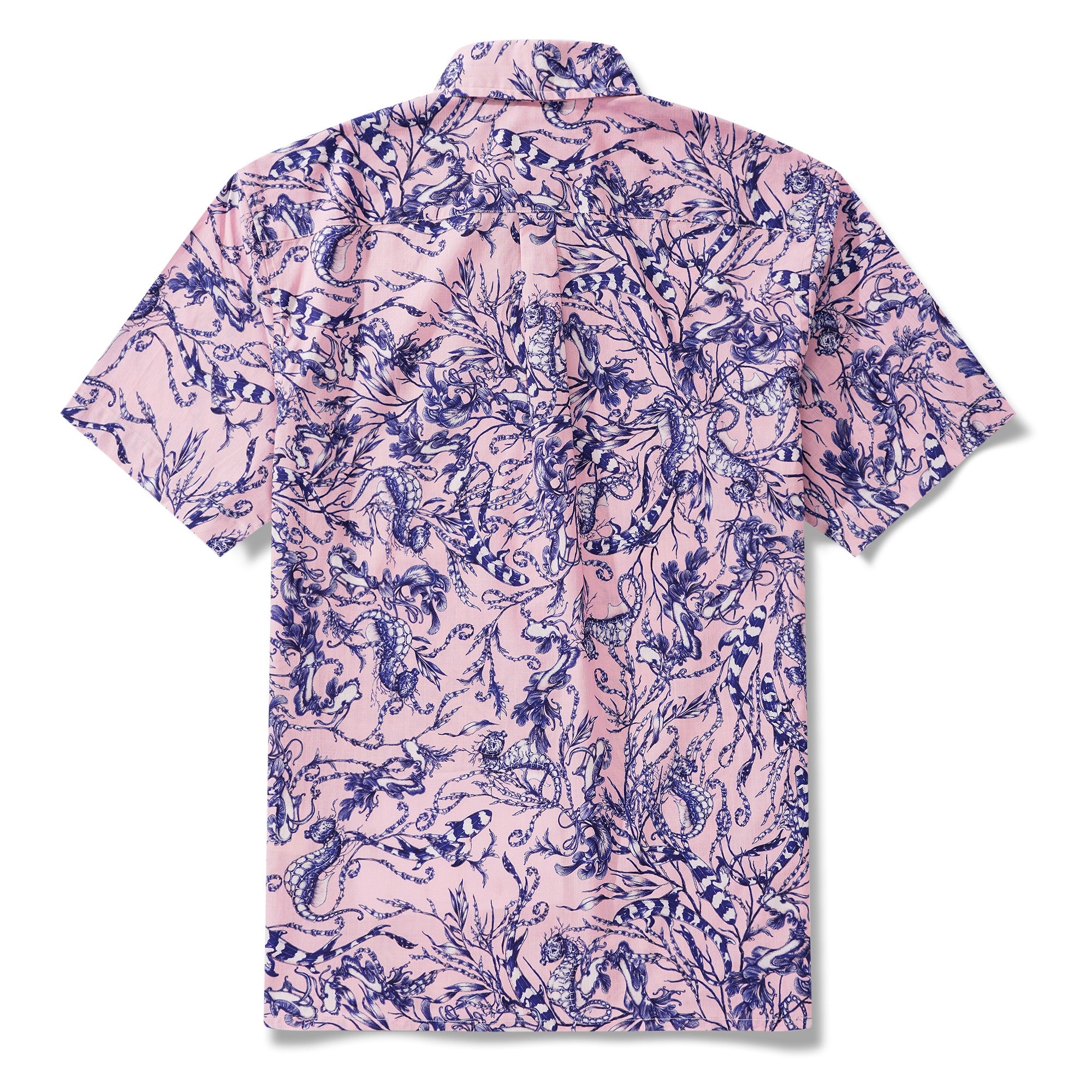 Chemise hawaïenne masculine bouton à manches courtes 100% coton Oasis rose aloha par feanne rose oasis par feanne