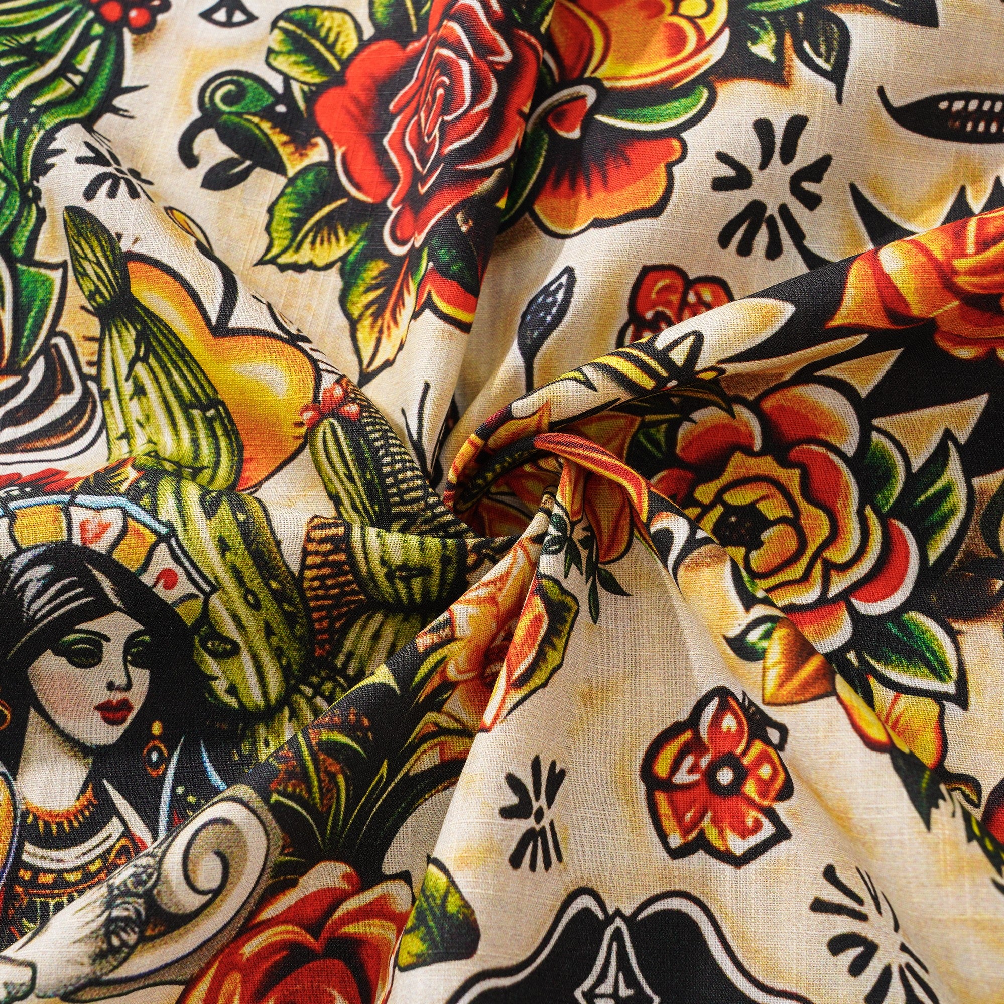 Virgin Mary Hawaiian Shirt For Men Tiki Shirt Short Sleeve Button-down 100% Cotton Desert Skull Shirt