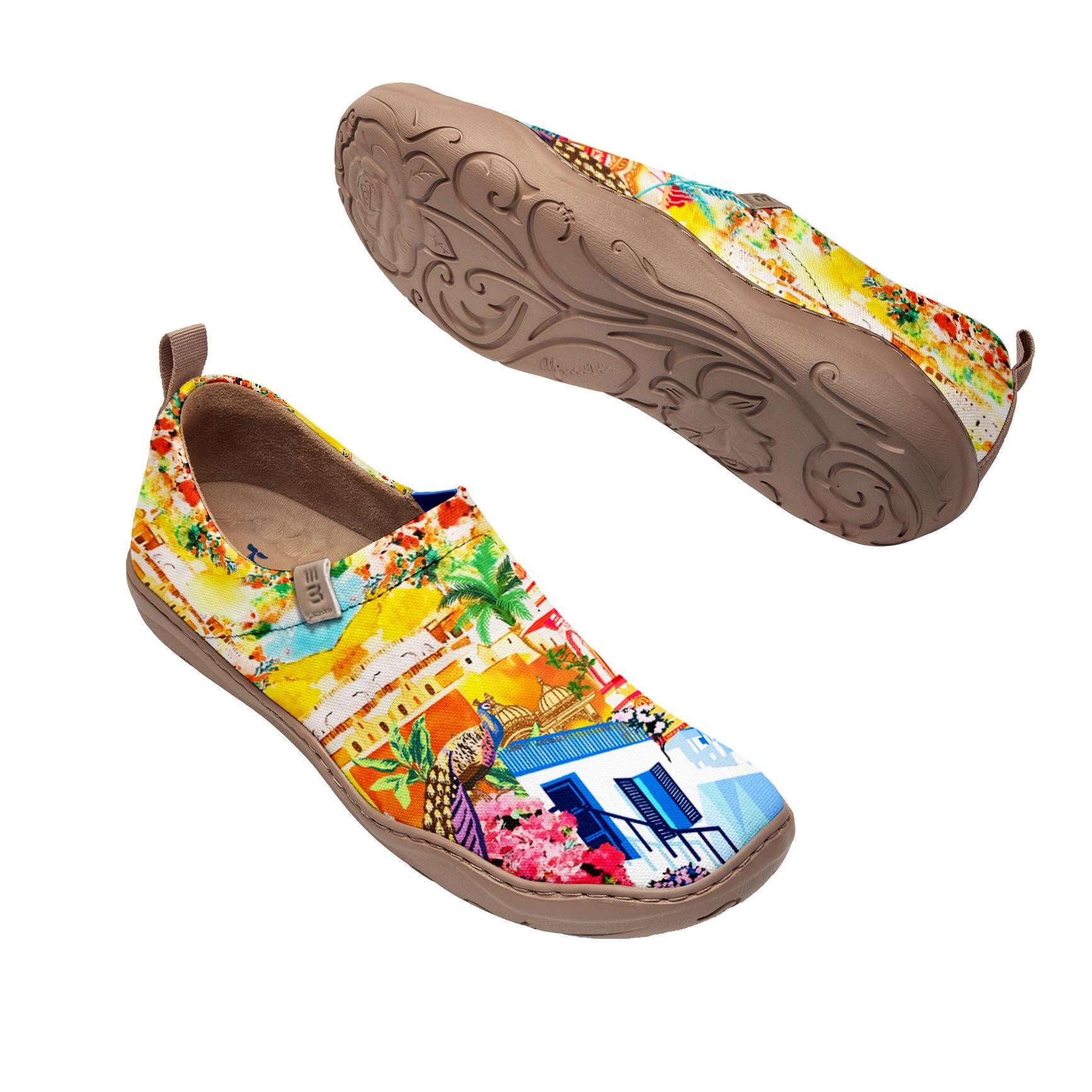 Yiume Women's Art Slip-On Casual Canvas Shoes Oil Painting Landscape Painted,100% Cotton Hawaiian Art-inspired Landscape Painting