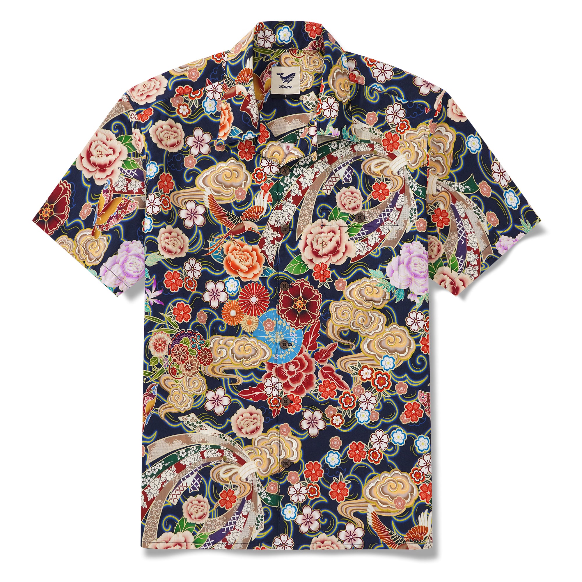 Collier de camp à manches courtes pour hommes à manches courtes 100% Coton jaune Aloha Floral Breeze