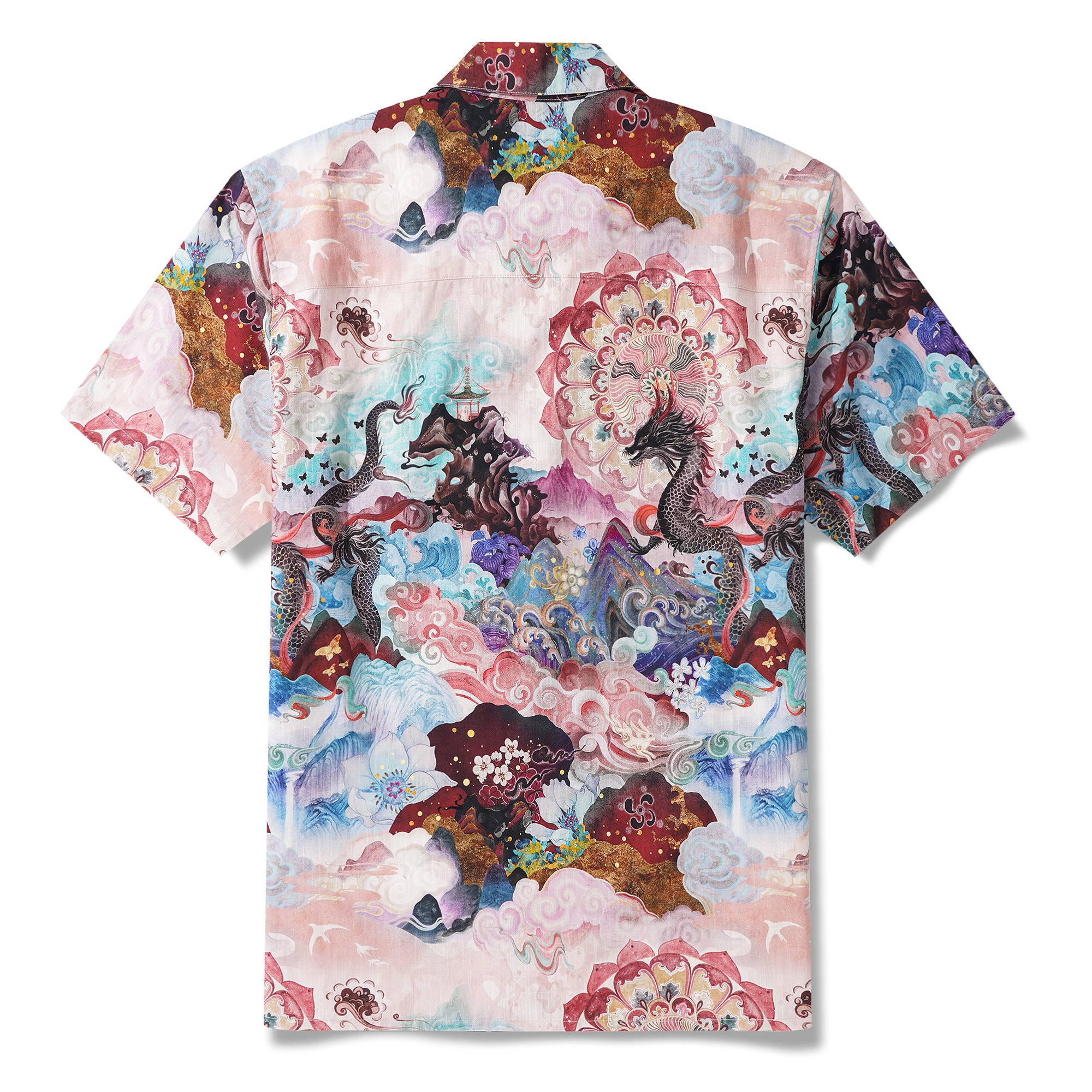 Collier de camp à manches courtes pour hommes à manches courtes 100% coton Aloha Dragon Odyssey