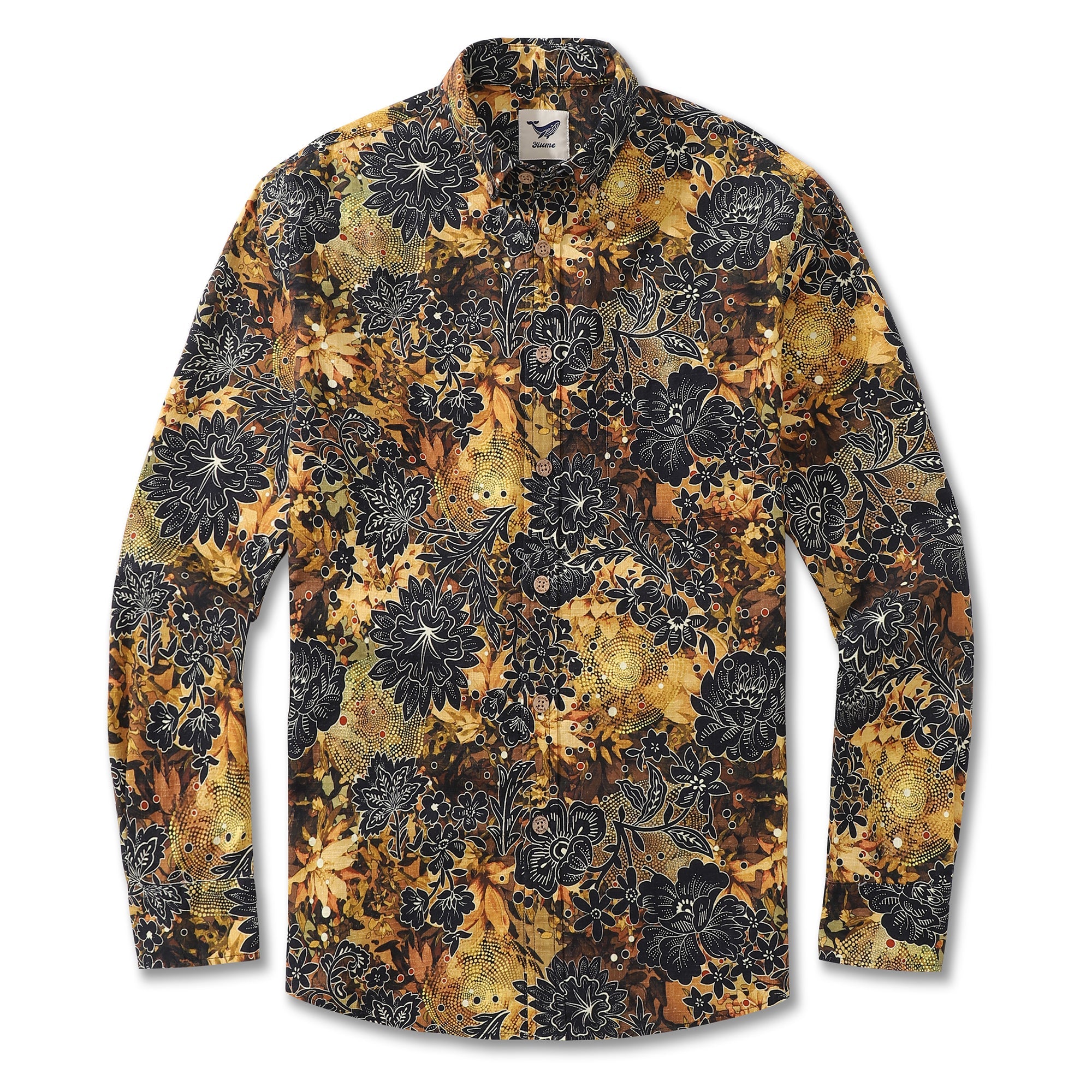 Chemise hawaïenne pour hommes The Silent Bloom en coton à boutons, à manches longues Aloha