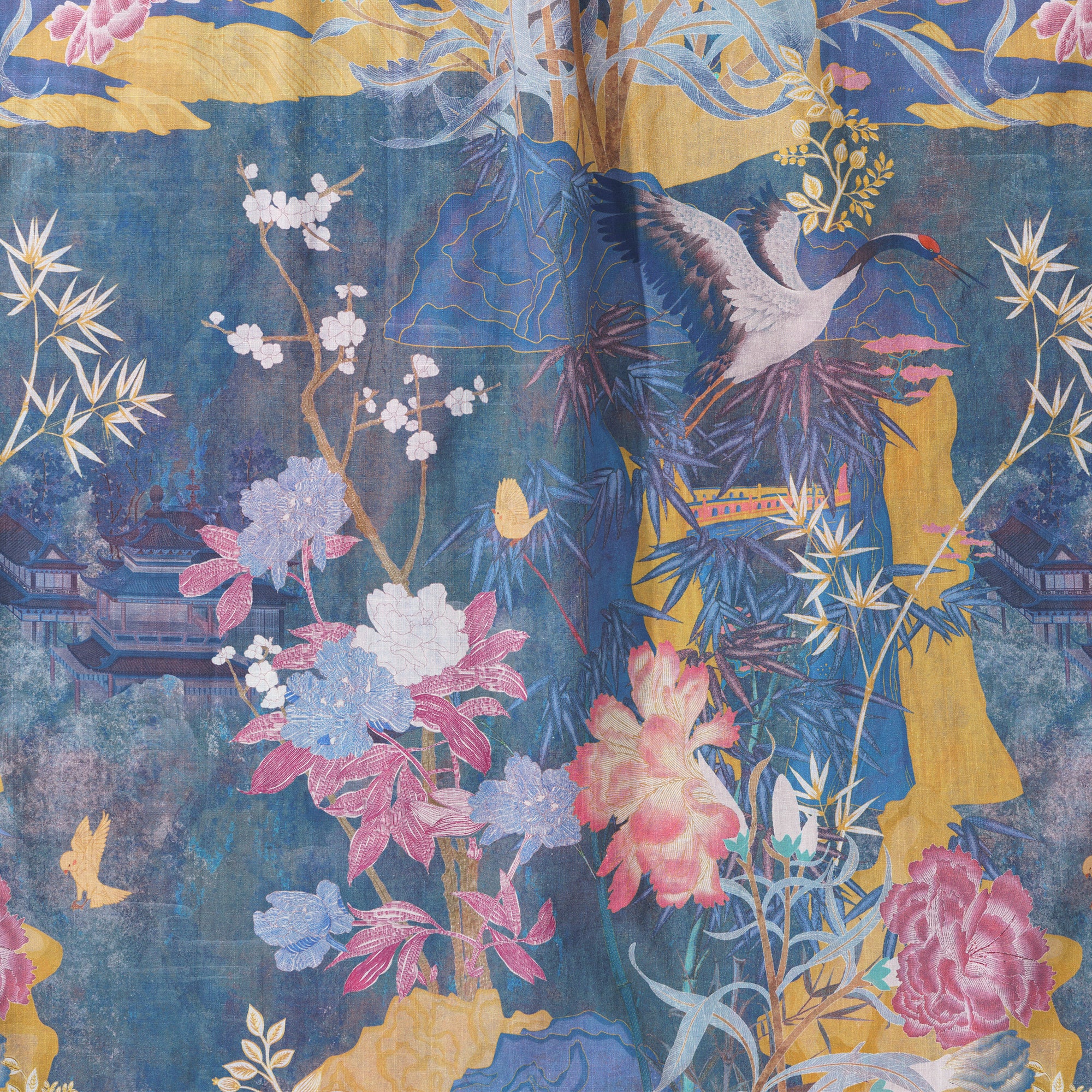 Pastel Oriental Tapestry - Elegant Chinese-Inspired Weaving 100% Cotton Men's Aloha Hawaiian Short Sleeve Button-down Shirt