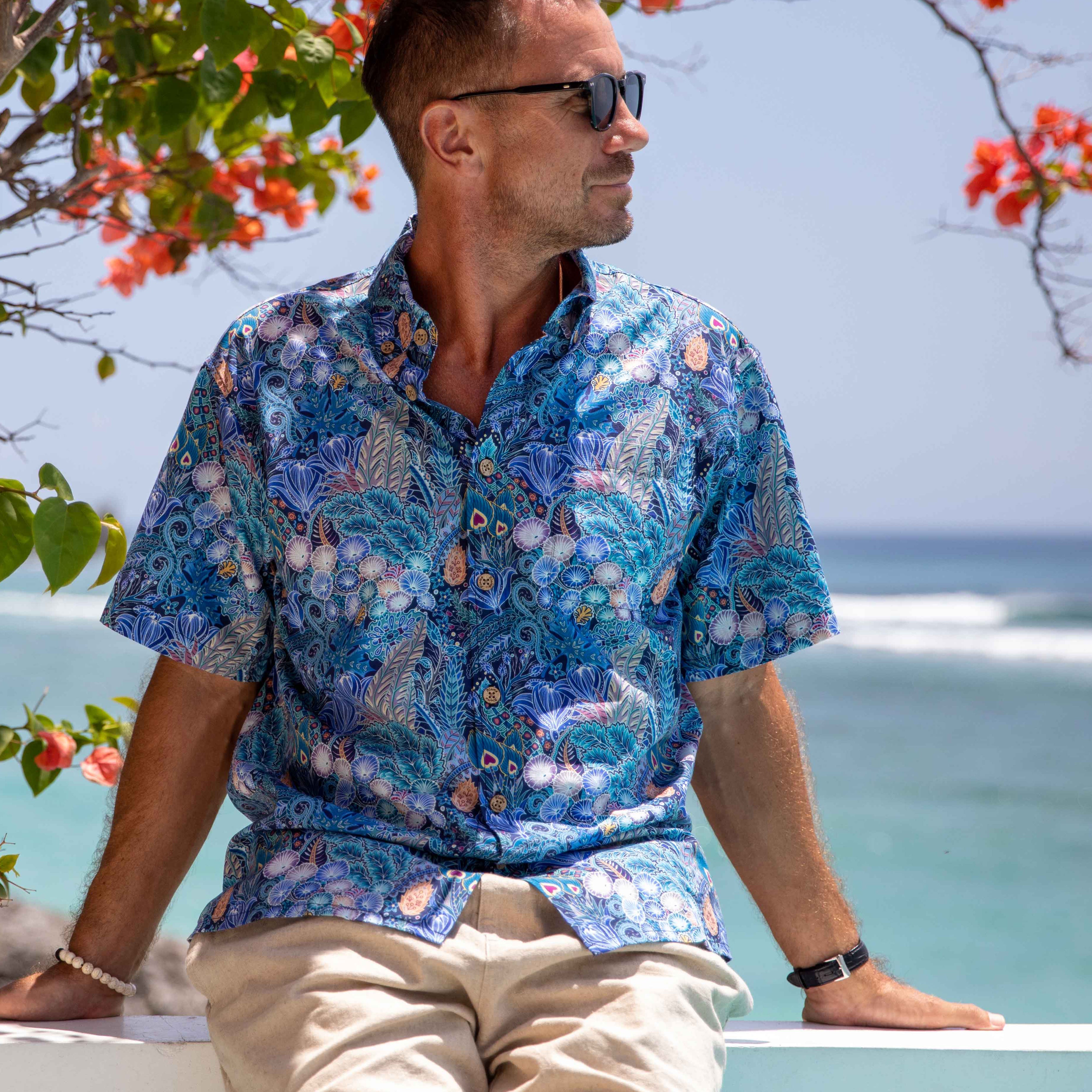 Men's Hawaiian Shirt Floral Pattern Series 2 Print Cotton Button-down Short Sleeve Aloha Shirt