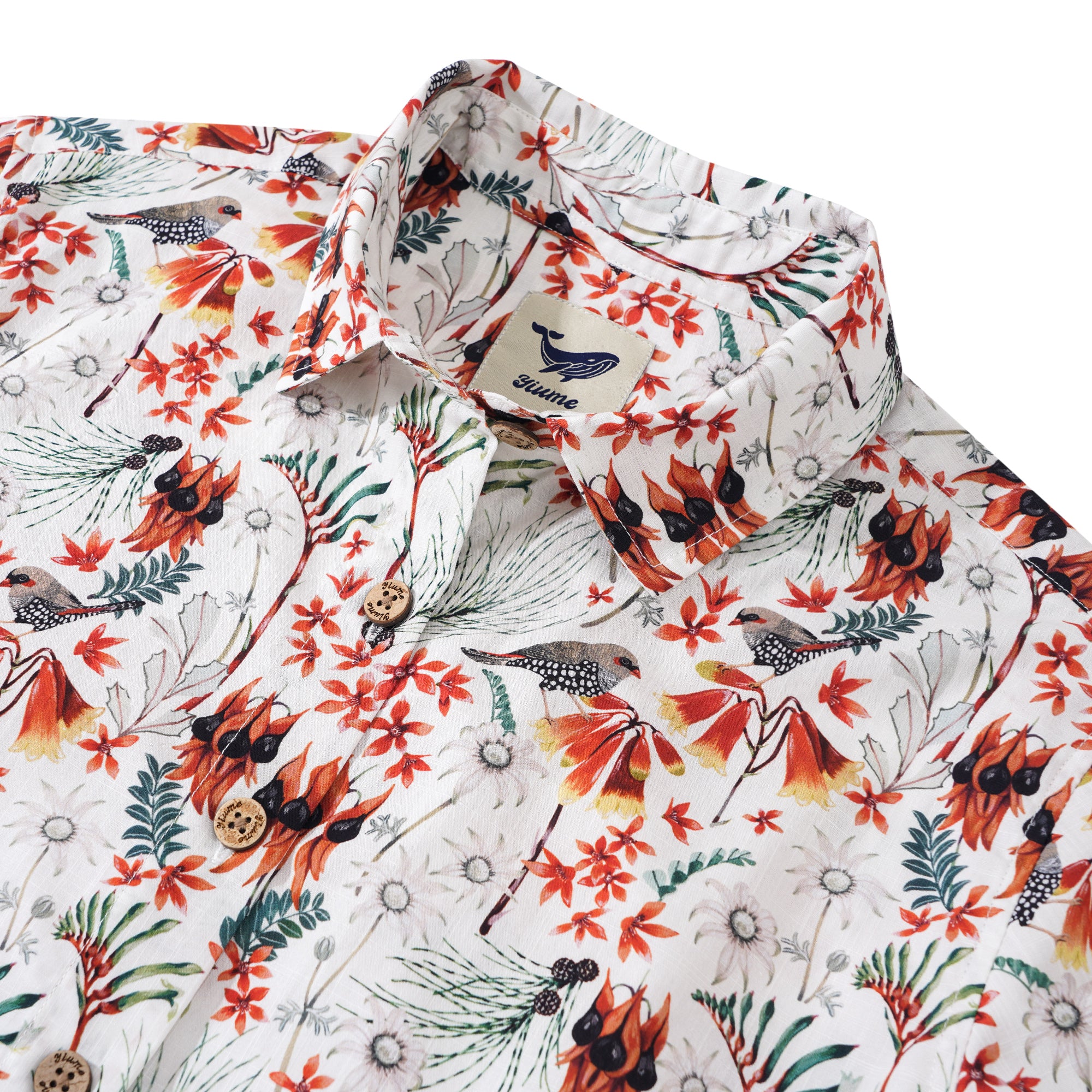 Bouton à manches courtes à manches courtes à manches courtes 100% en coton Green Aloha Firetail par Eloise