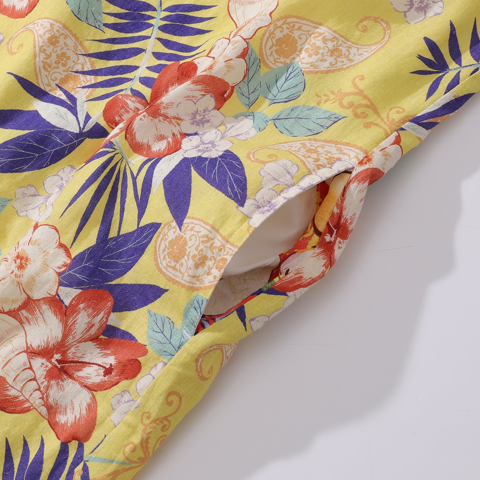 Hawaiian Dress For Women Naples Yellow and Paisley V-Neck Dress Naples Yellow And Paisley Dress