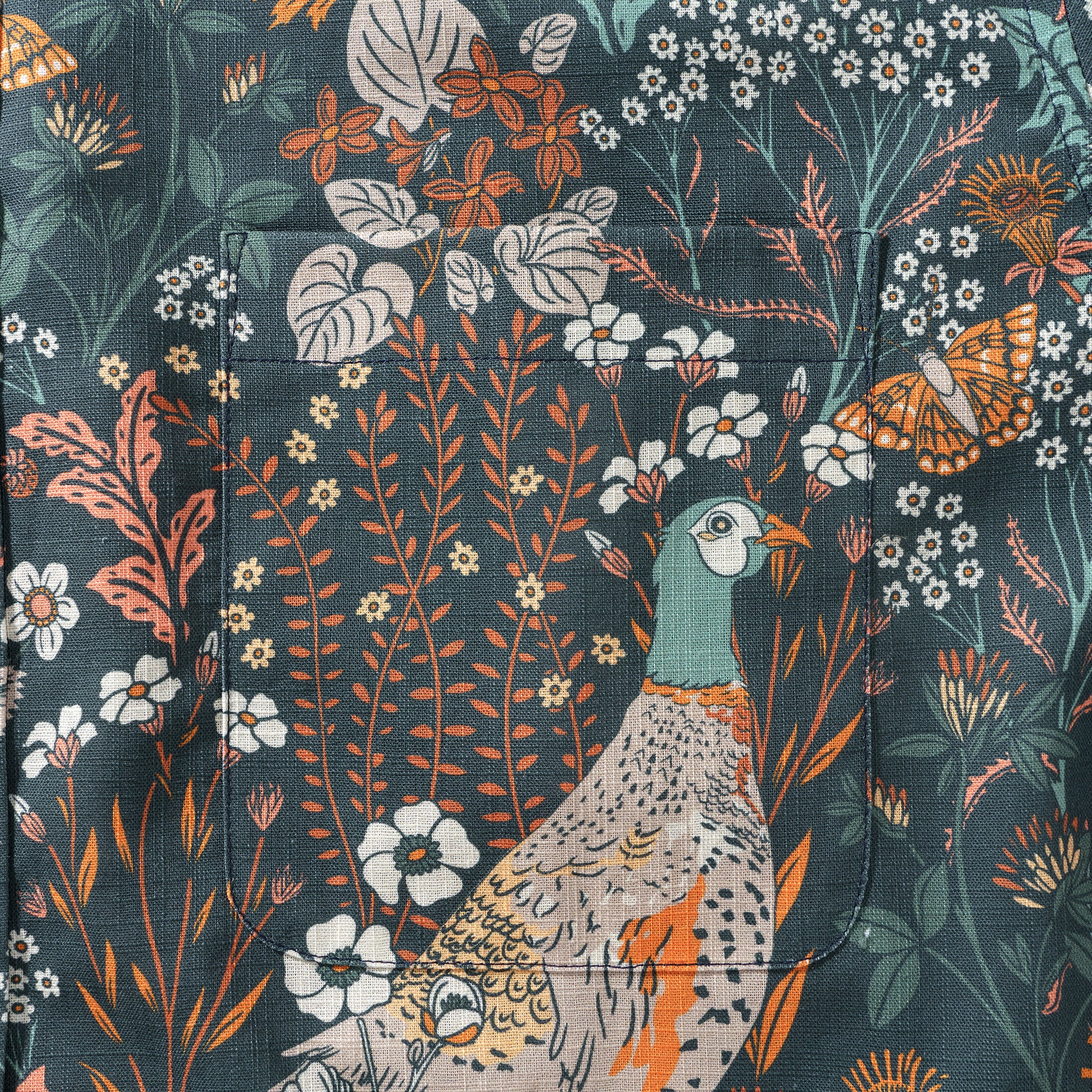 Herren Hawaiian Shirt Der Fasan, Zaunkönig und Schmetterling von Abigail Bryan Baumwollhemd mit Knöpfen Langarm Aloha Shirt