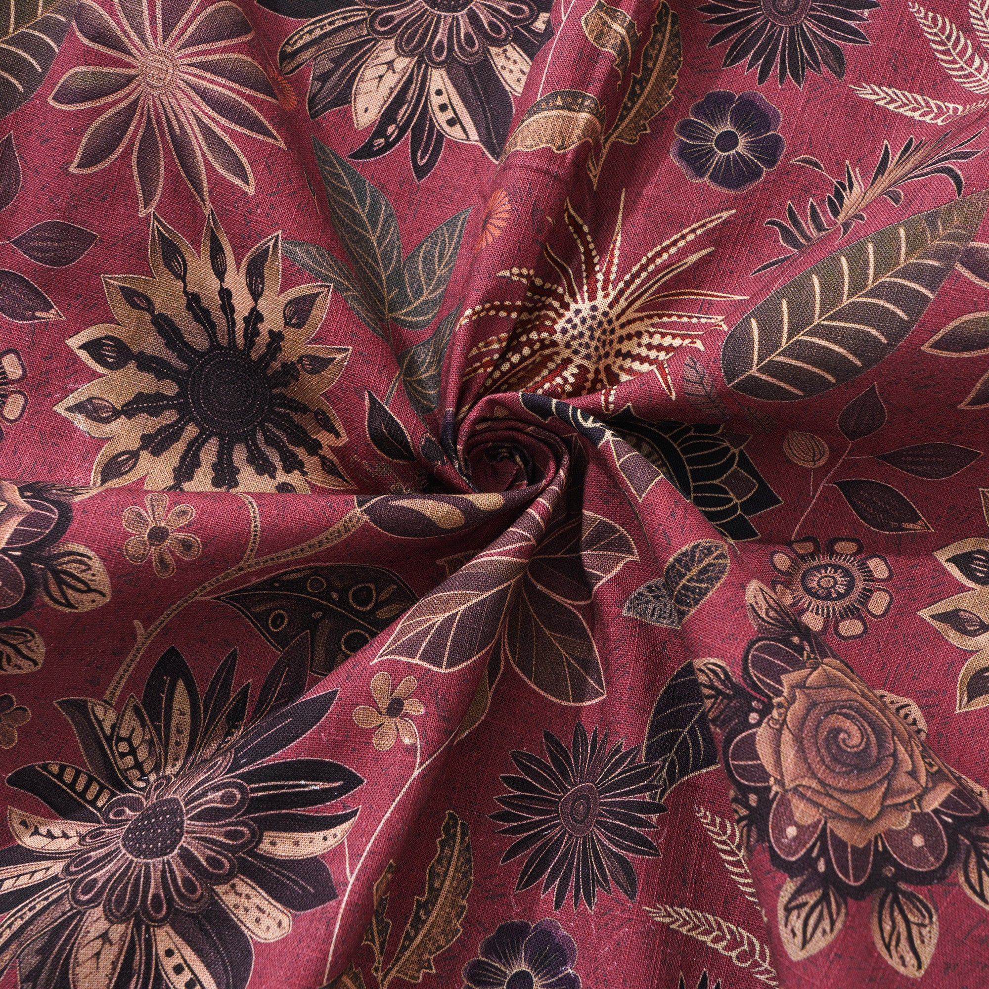 Chemise hawaïenne à manches longues pour hommes Night's Blooms 100 % coton chemise Aloha à boutons