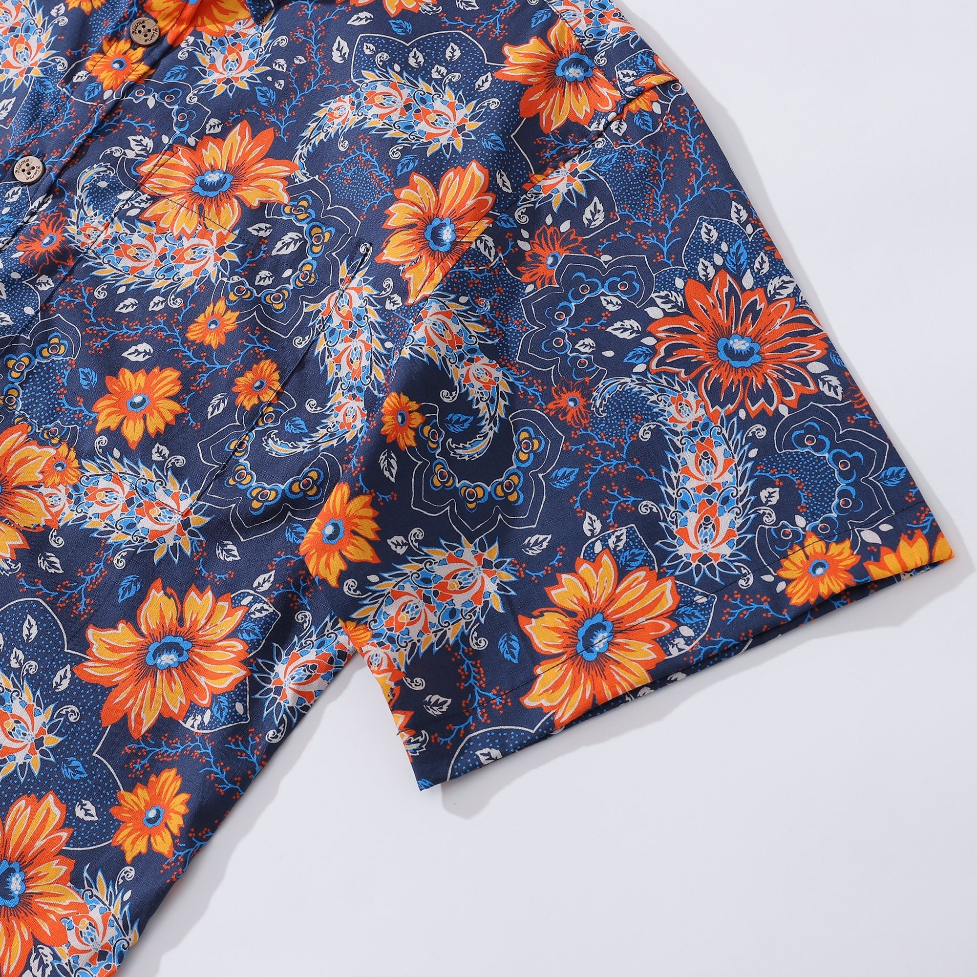 Hawaiian Shirt für Männer Sunset Garden Button-Down Shirt Kurzarm 100% Baumwolle Shirt