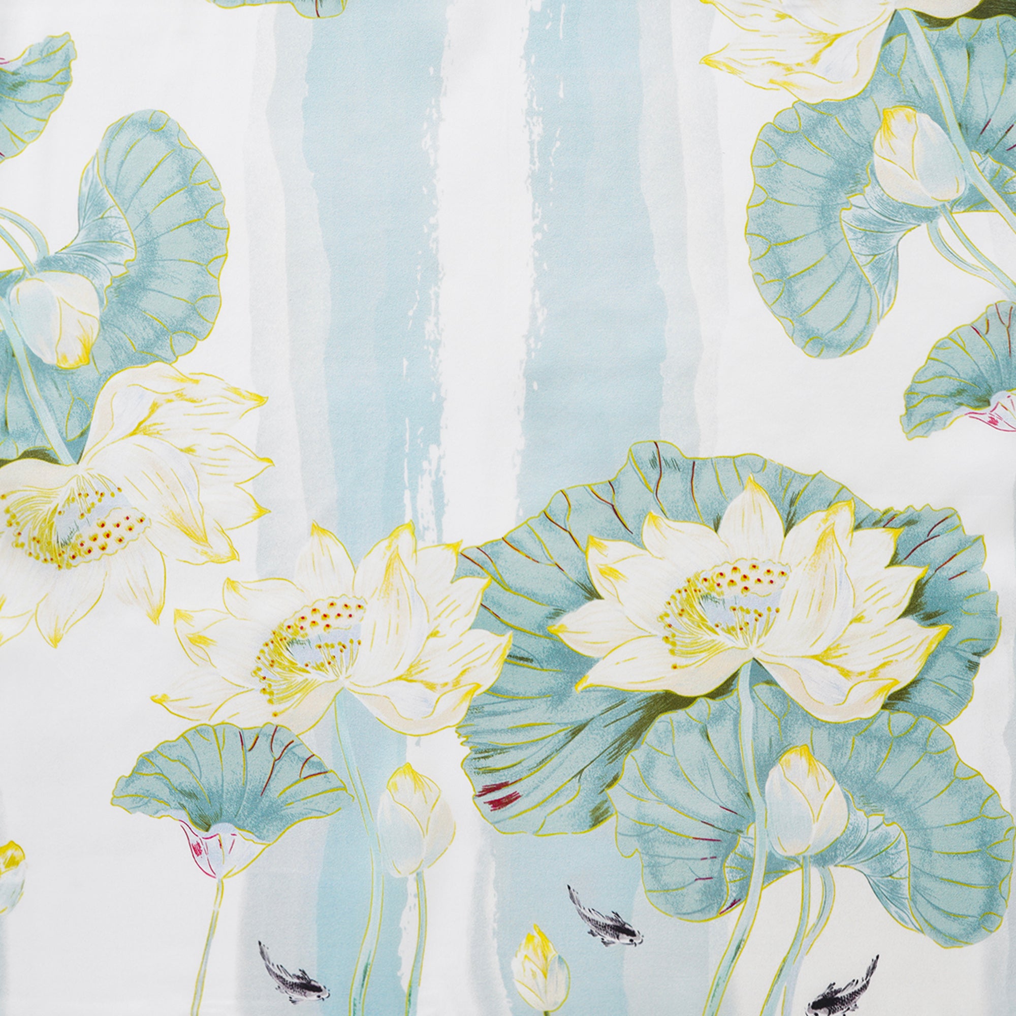 Écharpe carrée florale 100% Mulberry Silk Tranquil Lotus Dreamscape