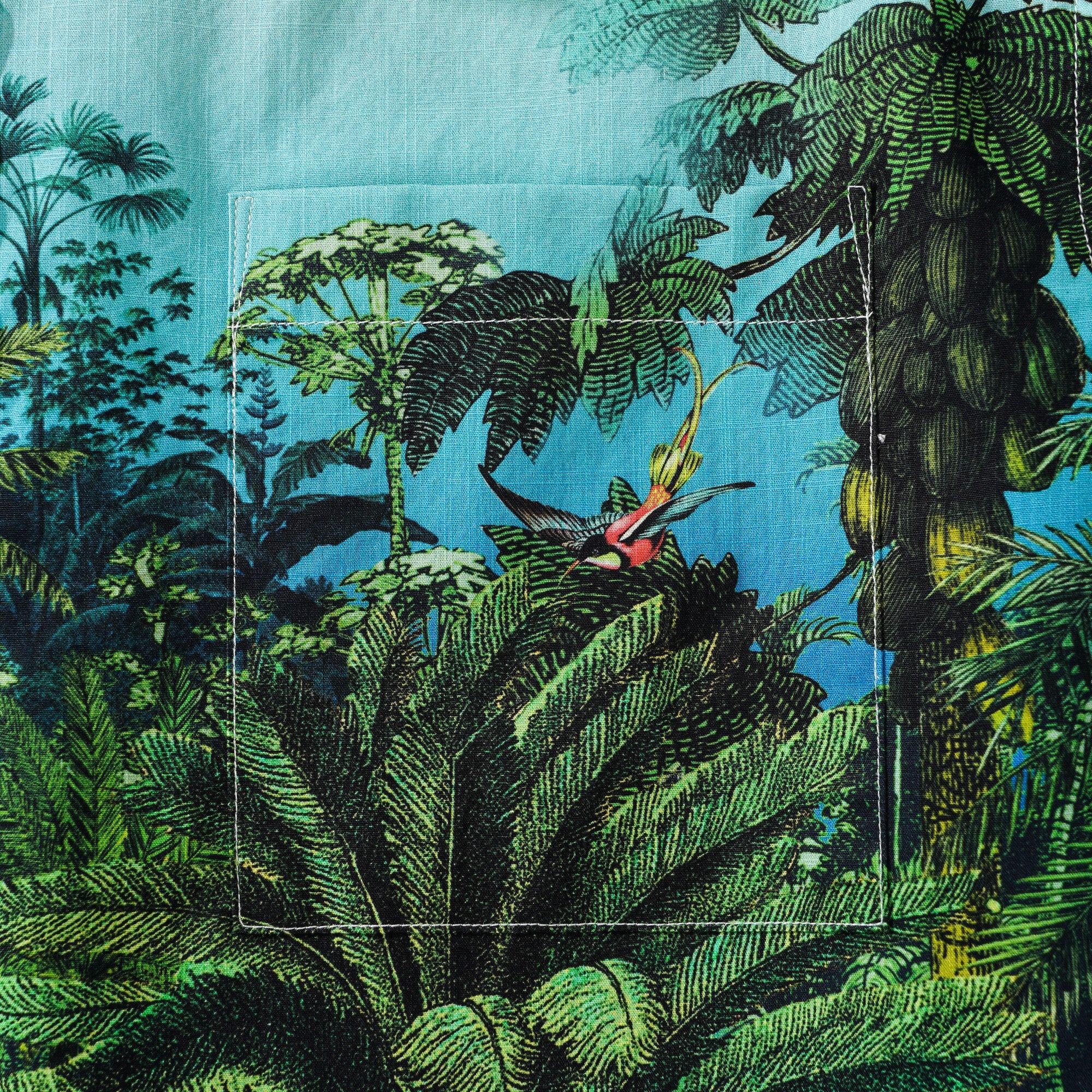 Chemise hawaïenne masculine à manches courtes à manches courtes 100% coton vert jungle de jungle