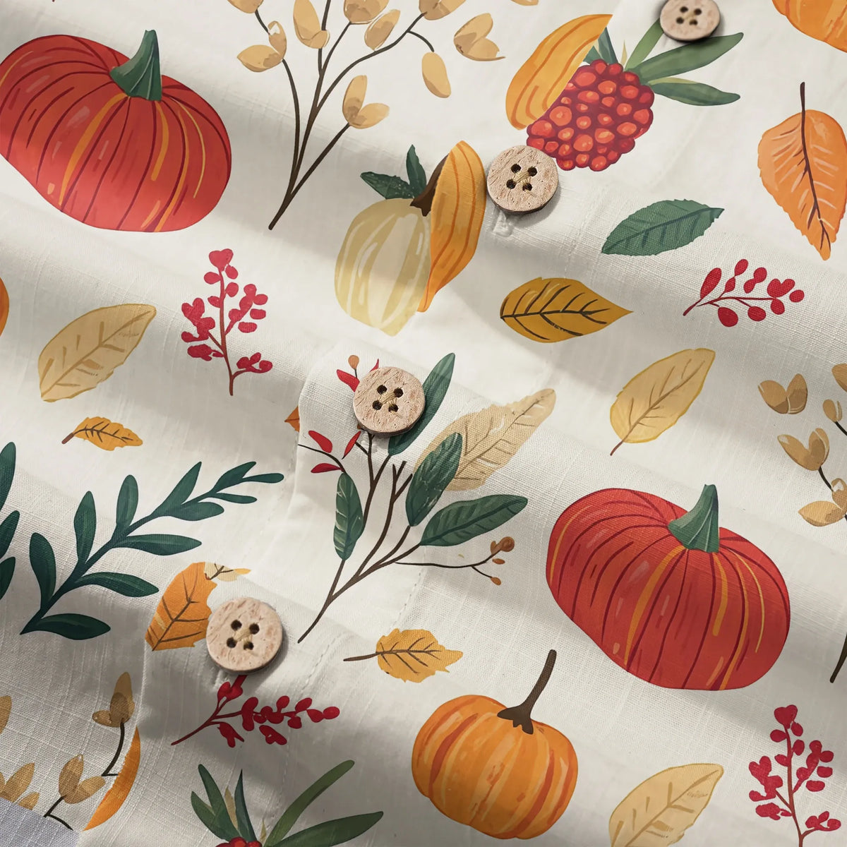 Men's short sleeve Hawaiian Shirt, Thanksgiving pumpkin pattern, yellow