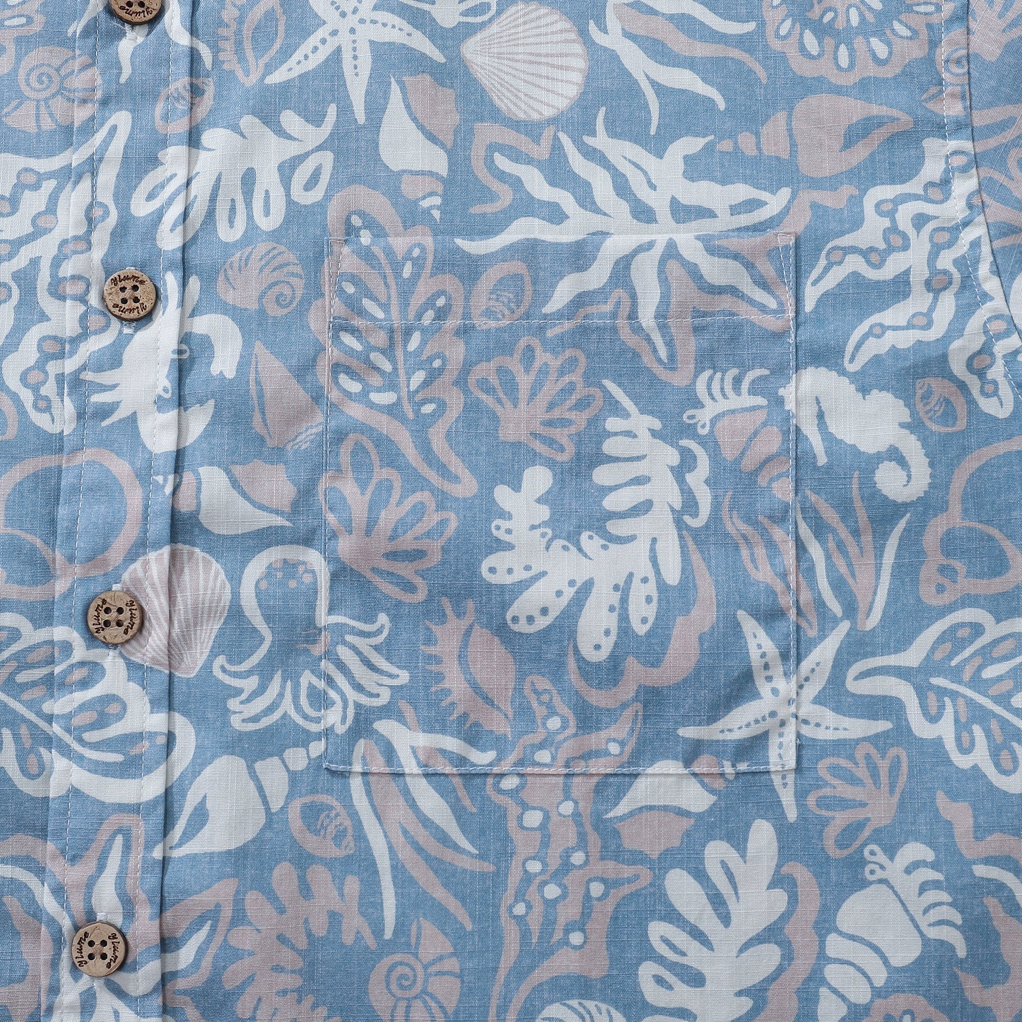 Men's Marine Life Shirt 100% Cotton Button-down Blue Hawaiian Shirt Oceanic Shirt for Men