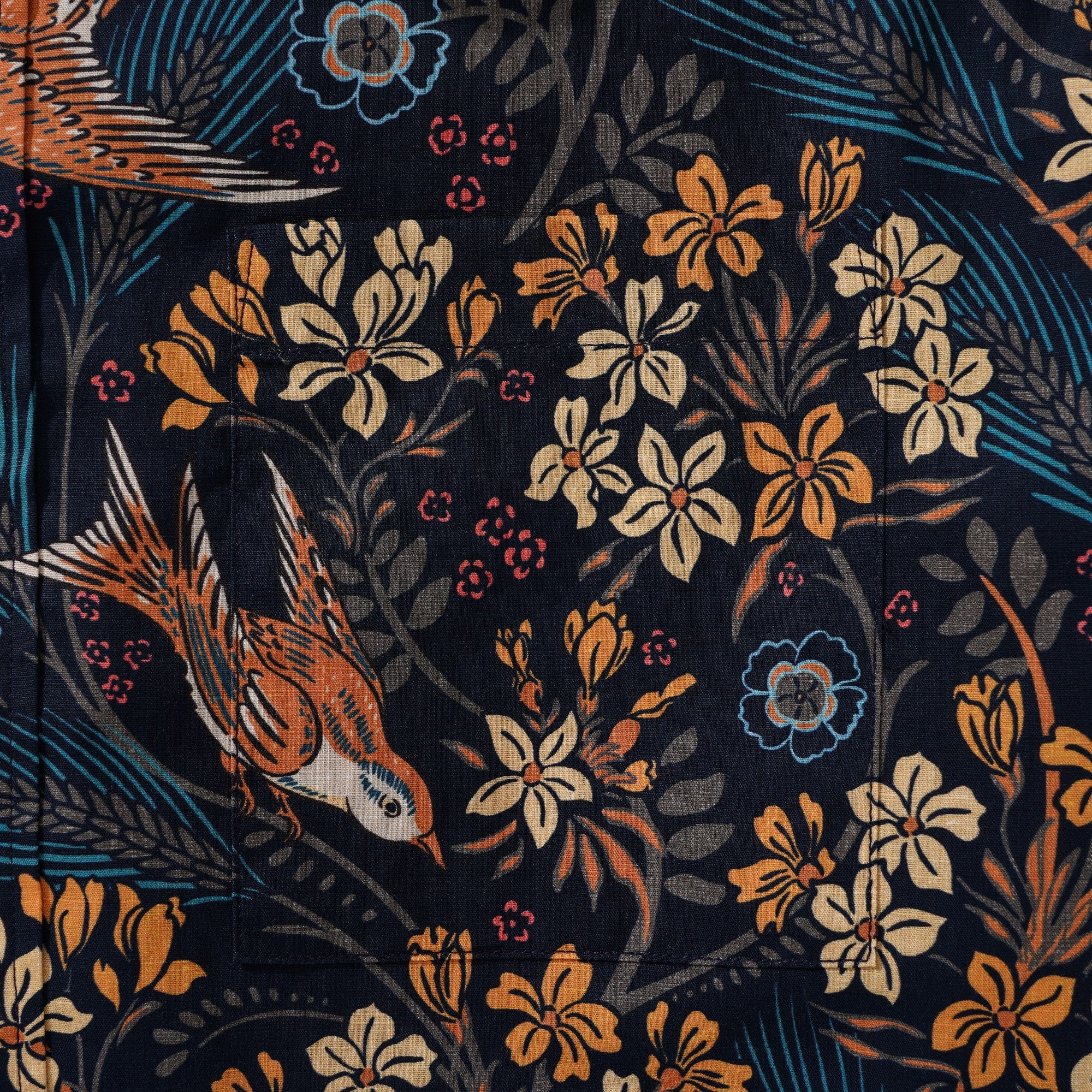 Men's Hawaiian Shirt Short Sleeve Button-down 100% Cotton Blue Aloha The Harvest Field by Abigail Bryan