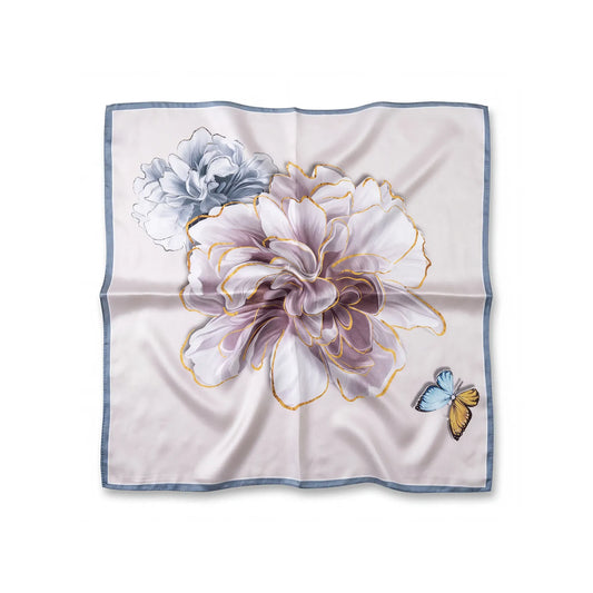 Butterfly floral silk scarf, luxury art-inspired accessory