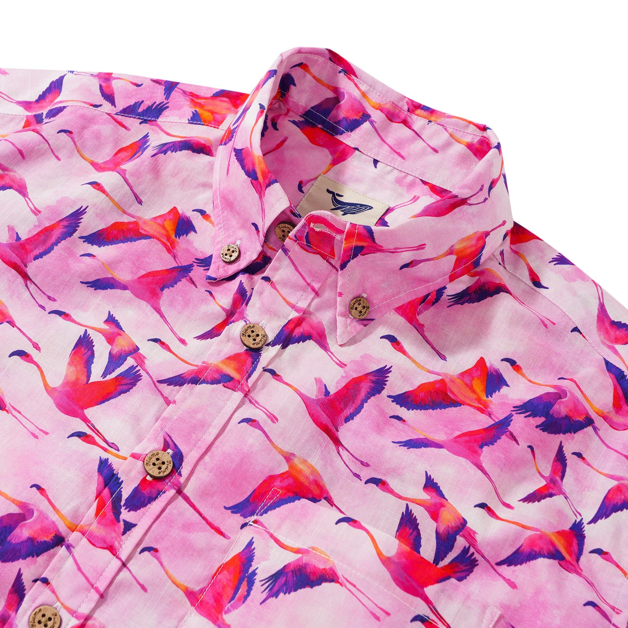 Men's Hawaiian Shirt Short Sleeve Button-down 100% Cotton Aloha Flamingo Migration Symphony In The Clouds