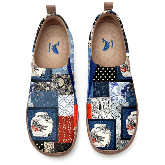 Yiume Women's Japanese Patchwork Art Slip-On Canvas Shoes