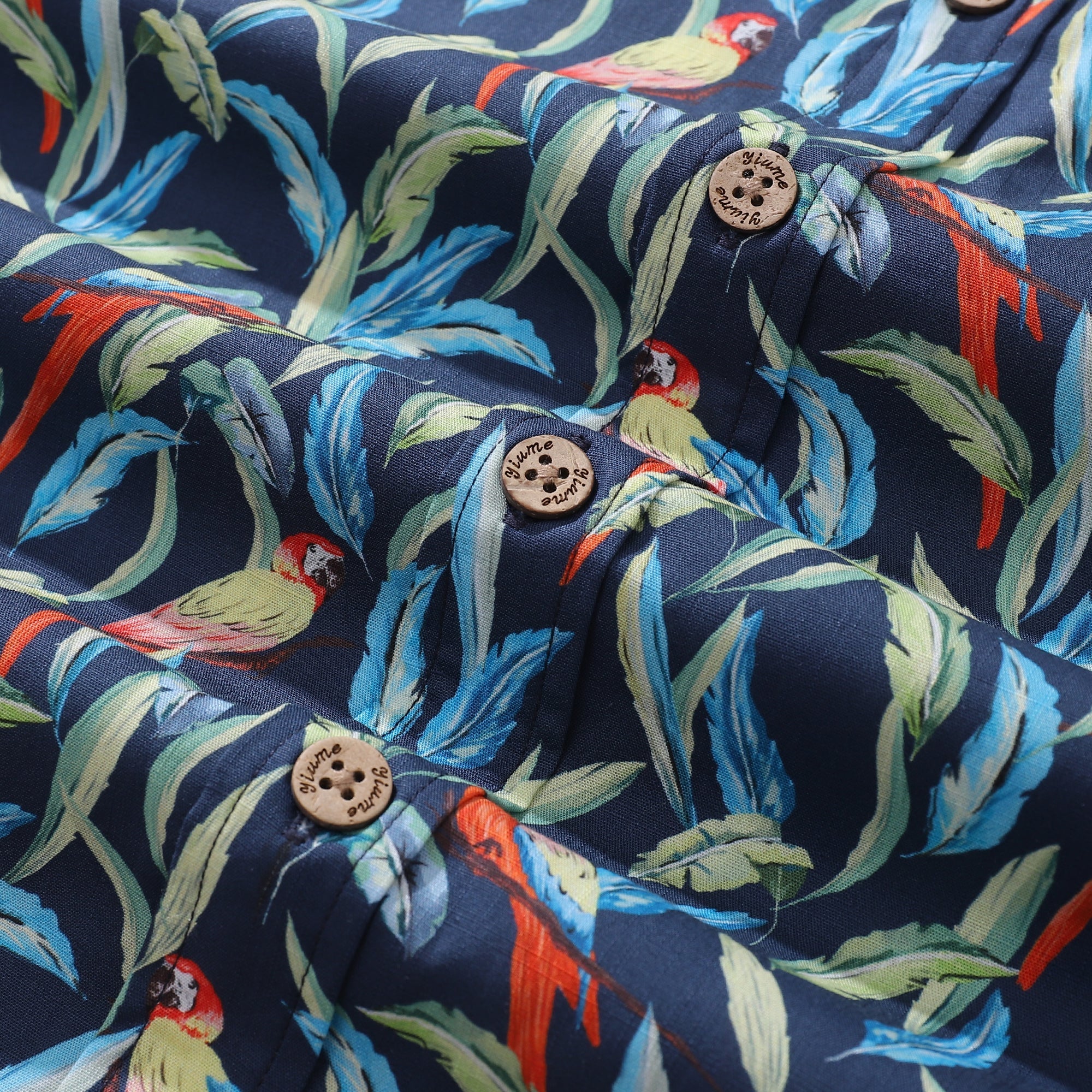 Hawaiian Shirt für Männer Dschungel Papagei Button-Down Shirt Kurzarm 100% Baumwollshirt