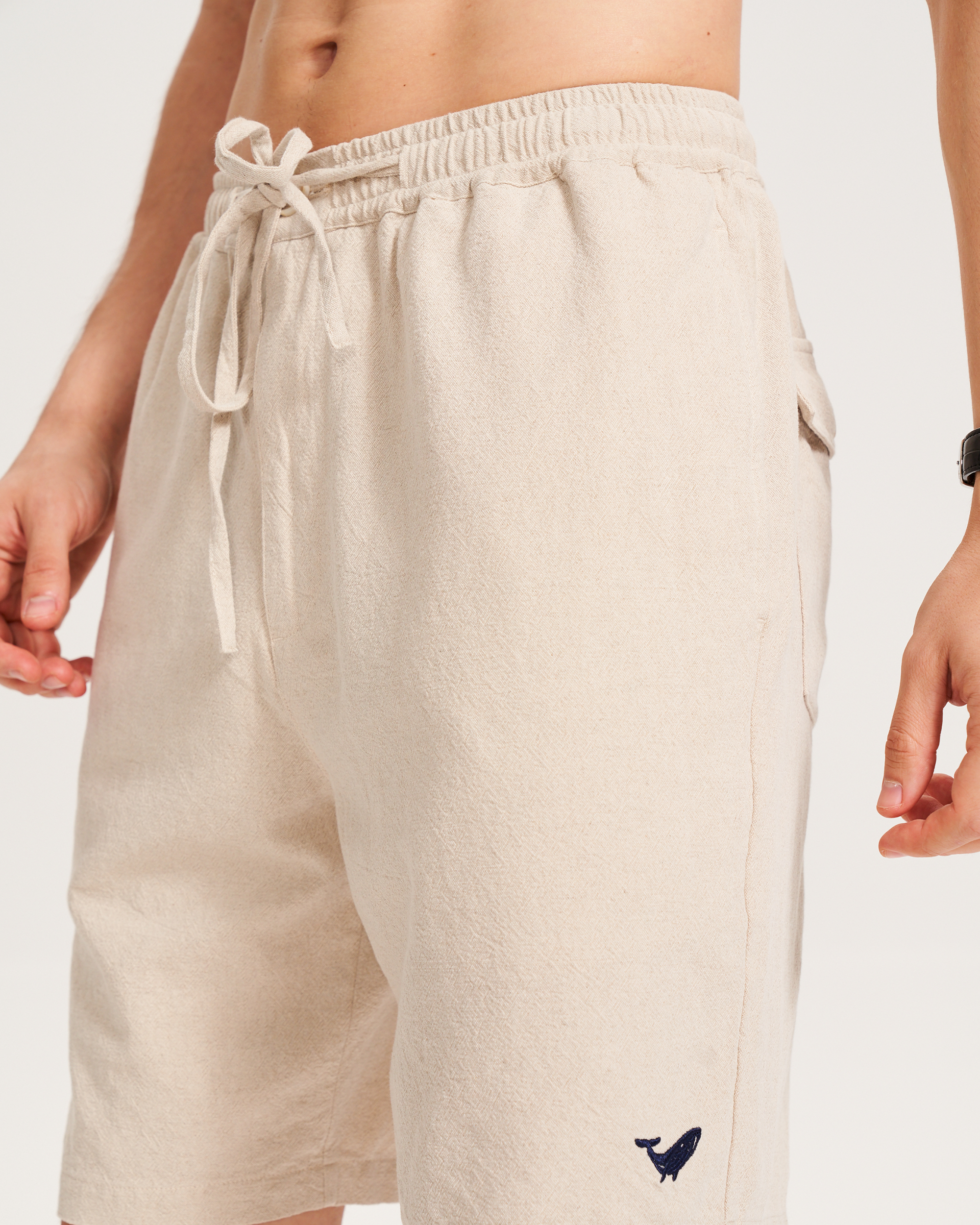 Mens Linen Shorts Mid-Rise Straight Bermuda 8-10 Inch 5-Pocket Shorts - FLAXEN Version 3.0 5-pocket - Flaxen Version 3.0