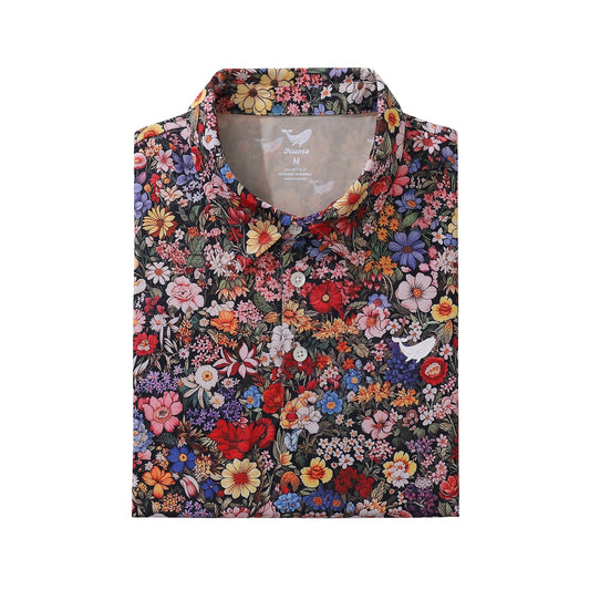 Camisa Polo Hawaiana para Hombre Estampado entre Flores Camiseta de Golf de Manga Corta