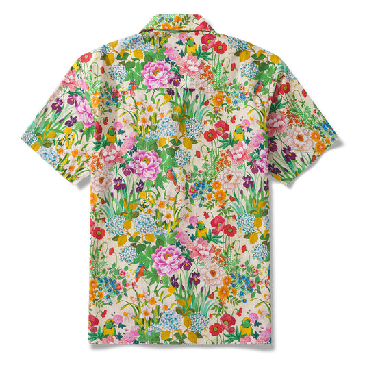 NIWA Par Chris Chun Chemise à col camp en coton 100% pour homme, à manches courtes Aloha hawaïenne