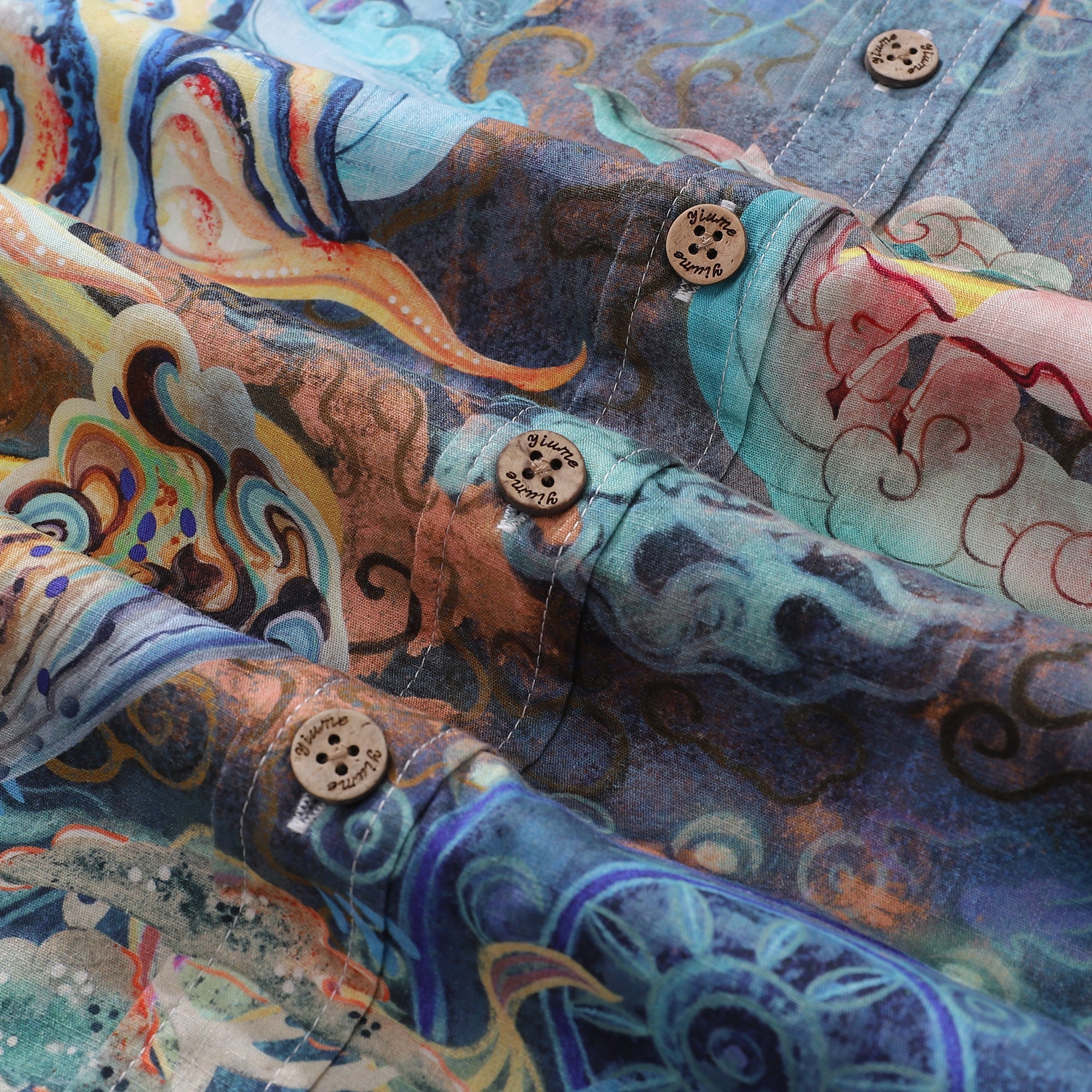 Cotton Hawaiian Shirt For Men Dreamland Art Button-down Short Sleeve Shirt