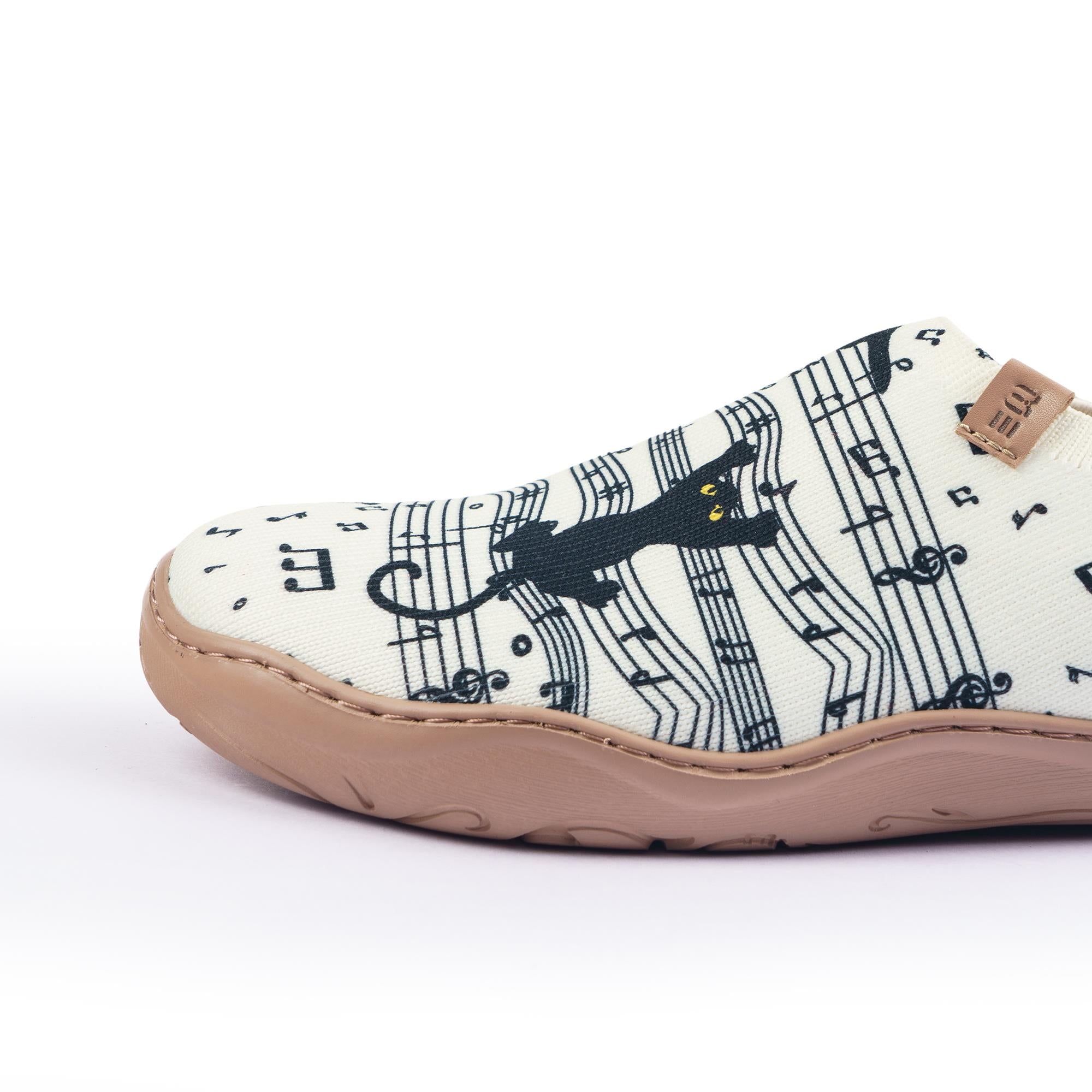 Yiume Women's Art Slip-On Shoes Comfortable Breathable Knit Casual Footwear,Black Cat Melody