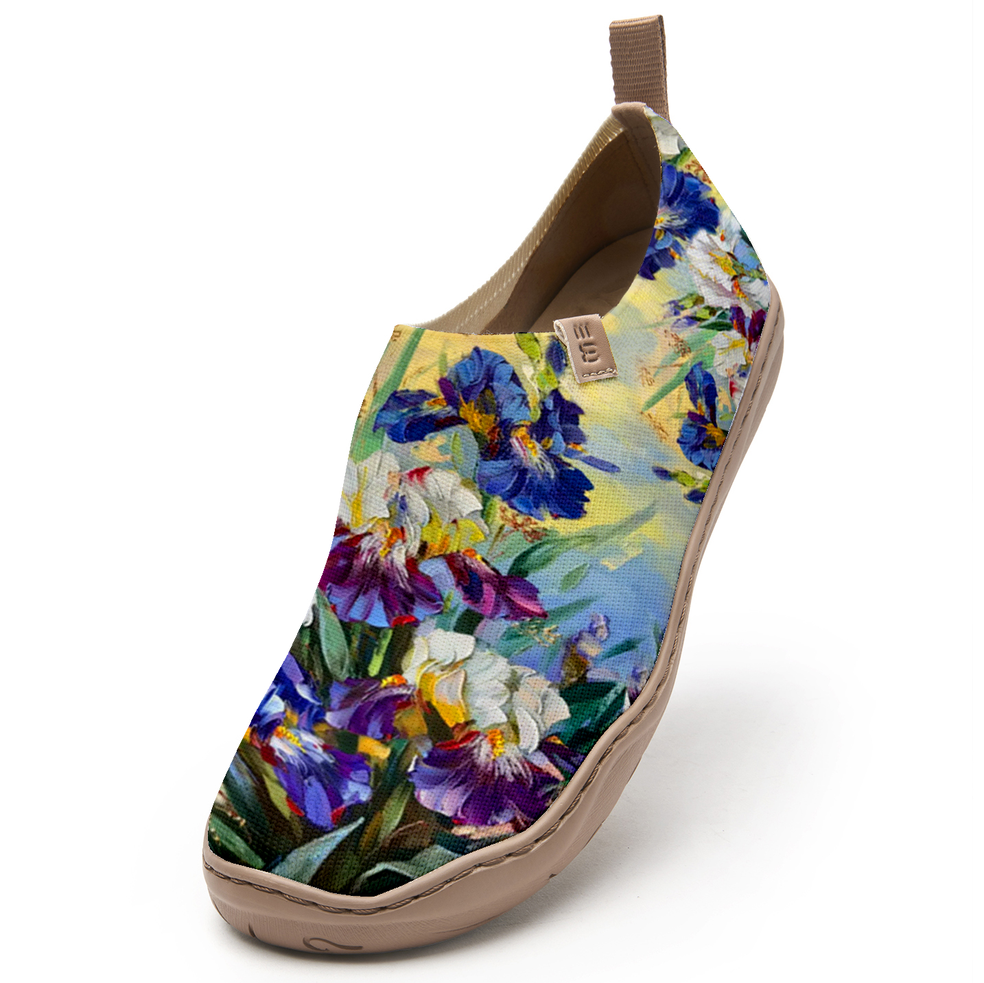 Yiume Women's Art Slip-On Shoes Comfortable Breathable Knit Casual Footwear,Iris Oil Painting Purple Purple Iris Shoes