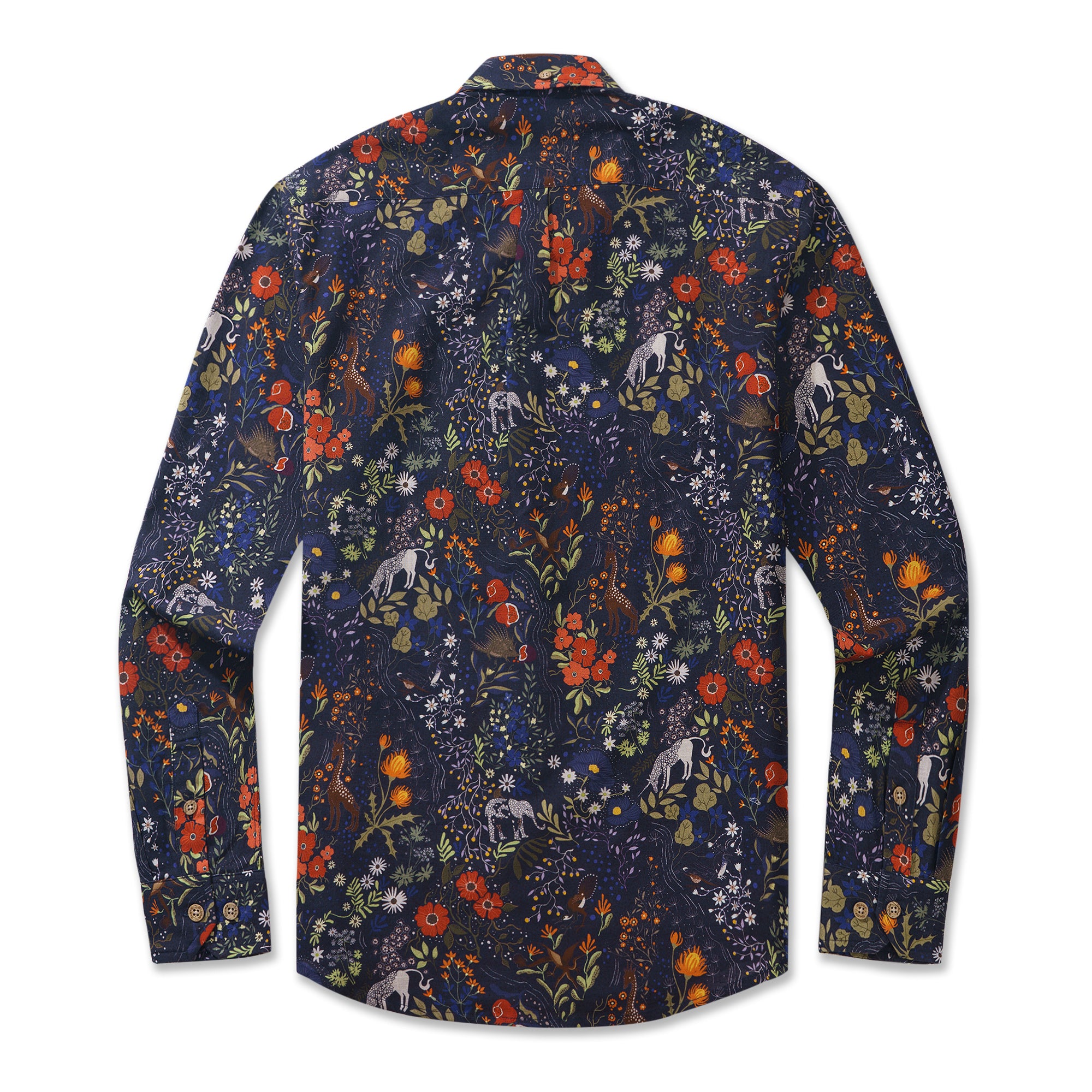 Chemise à manches longues pour homme Heavenly Garden 100 % coton Aloha hawaïenne