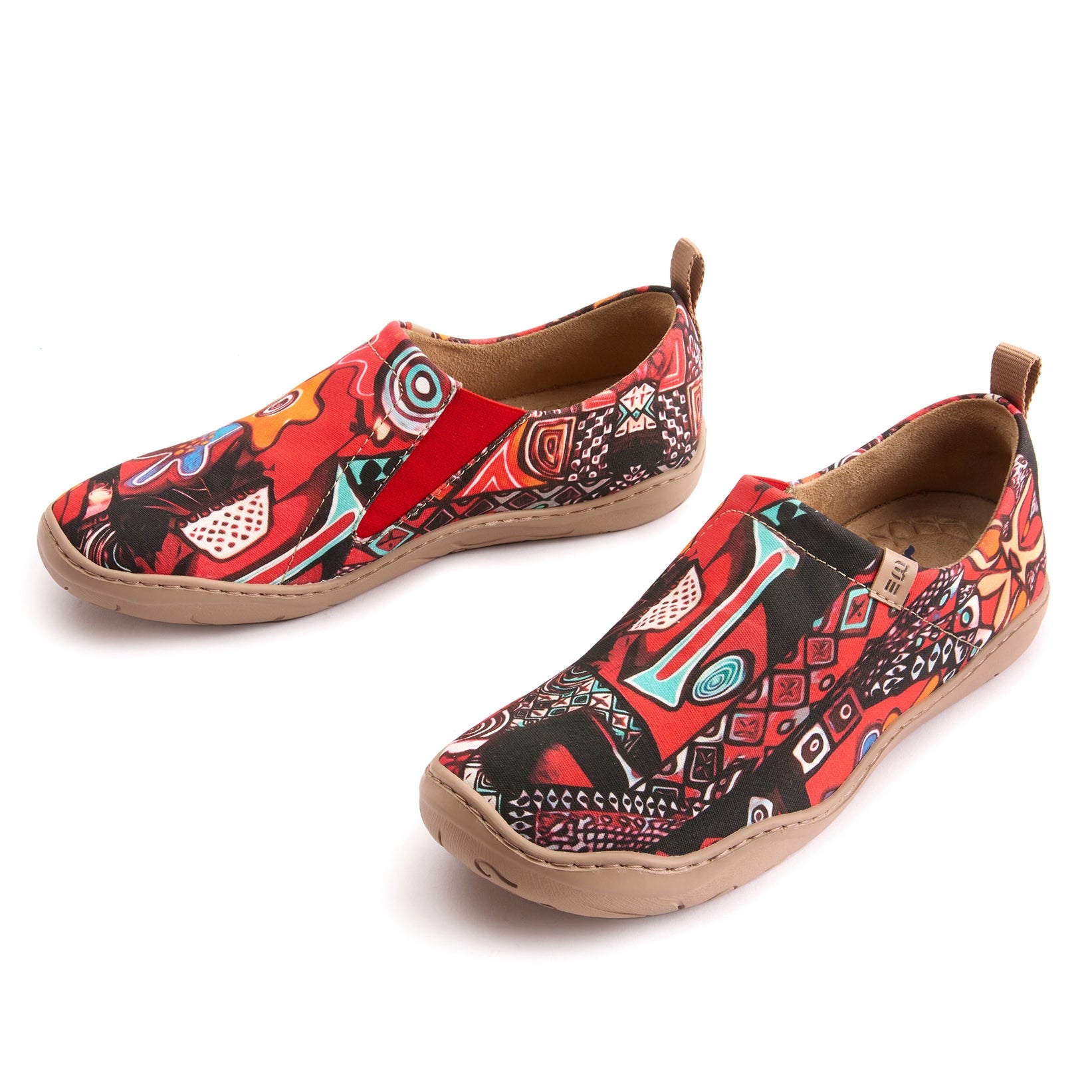 Abstract Artistry Statement Damen Slip-on-Schuhe, 100% Baumwolle, bemalte Leinwand-Sneaker Abstract-inspiriertes Hemd