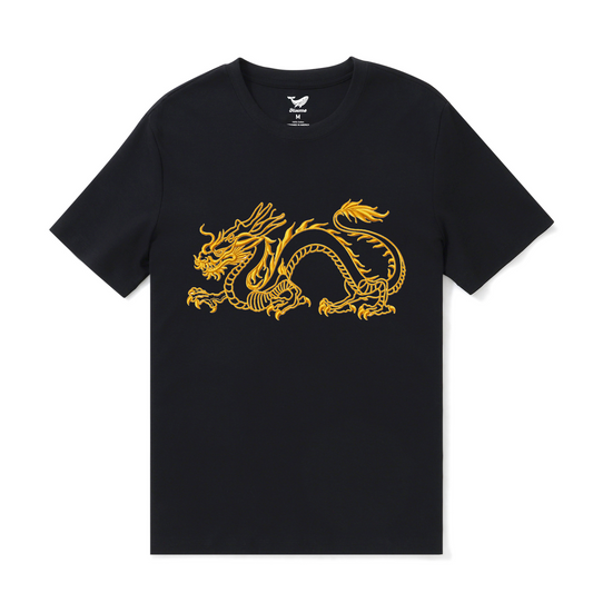 Hawaiian Tee For Men The Year of the Dragon Tee Crew Neck 100% Cotton - BLACK The Year Of The Dragon - Black