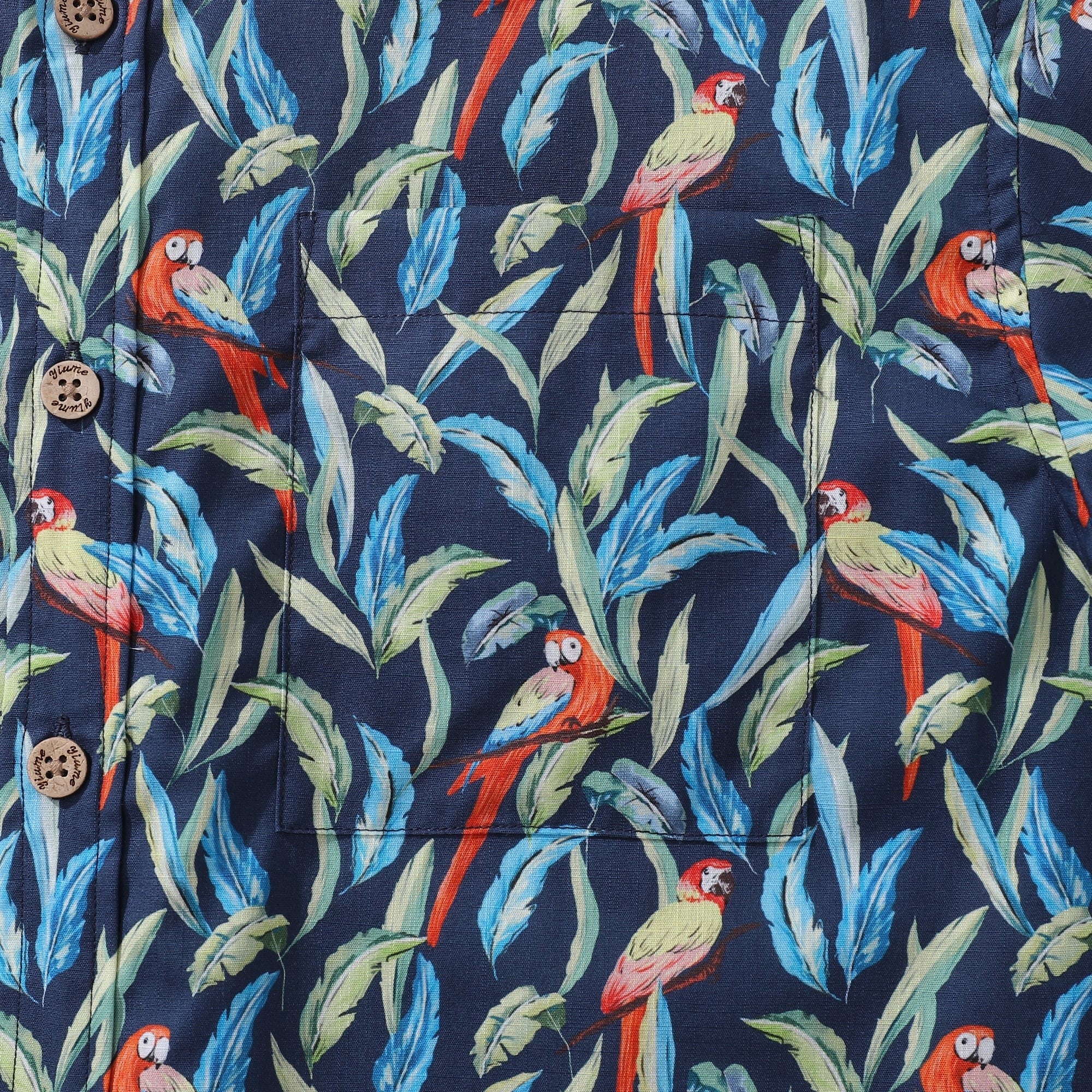 Hawaiian Shirt für Männer Dschungel Papagei Button-Down Shirt Kurzarm 100% Baumwollshirt