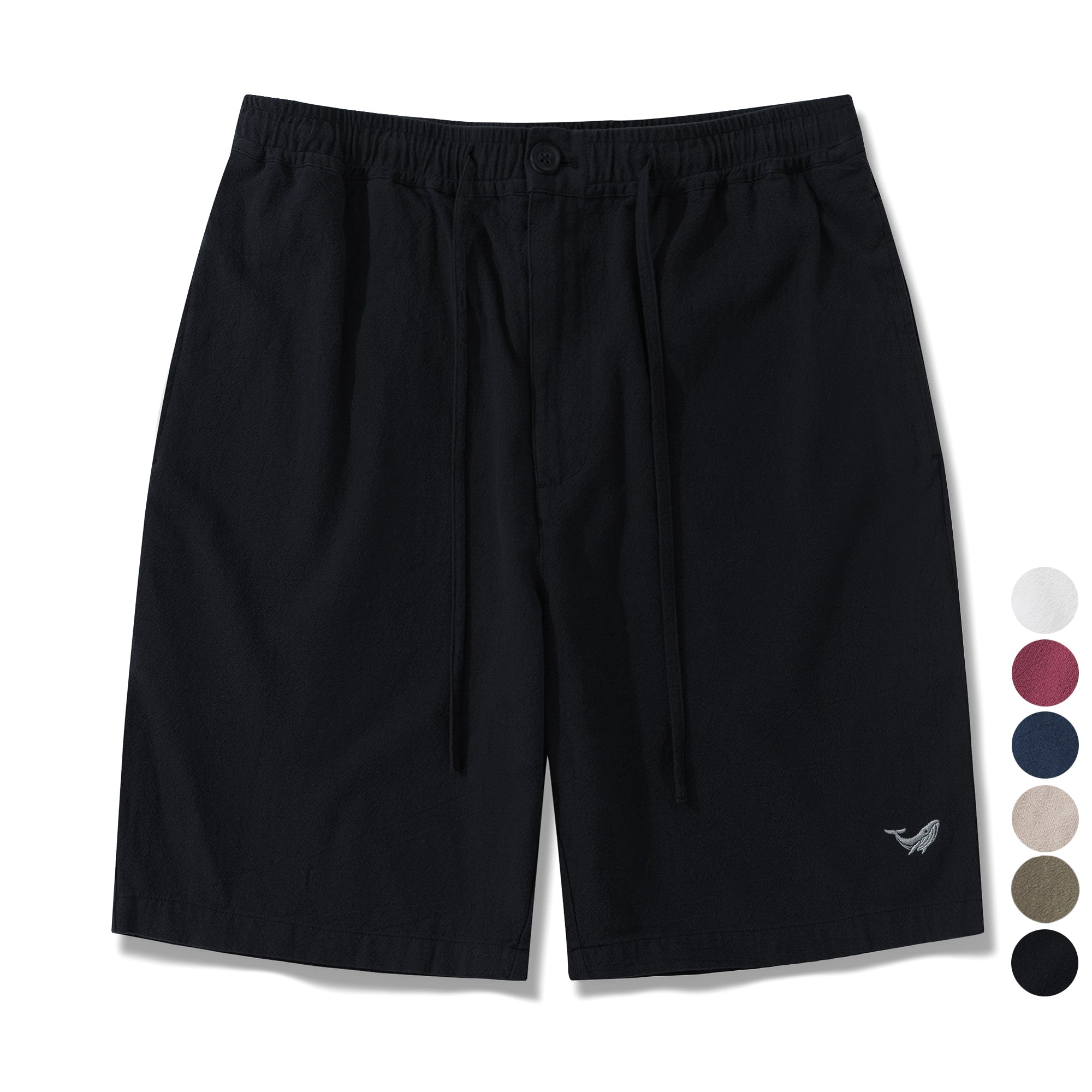 Mens Linen Shorts Mid-Rise Straight Bermuda 8-10 Inch 5-Pocket