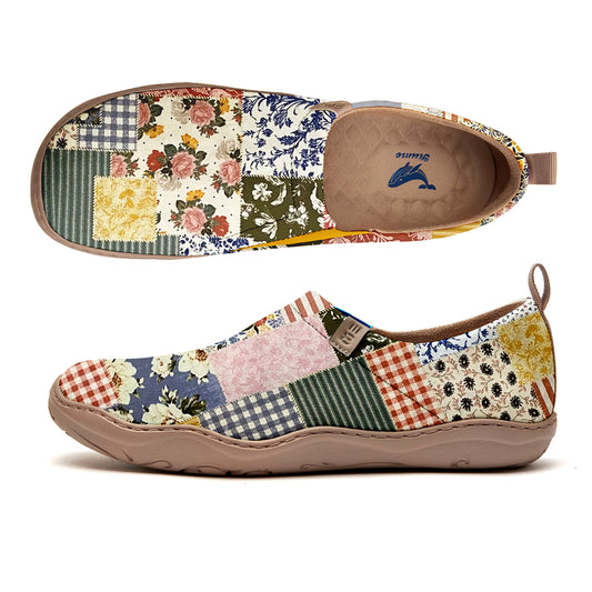 Breathable cotton upper yellow women's shoes with arch support