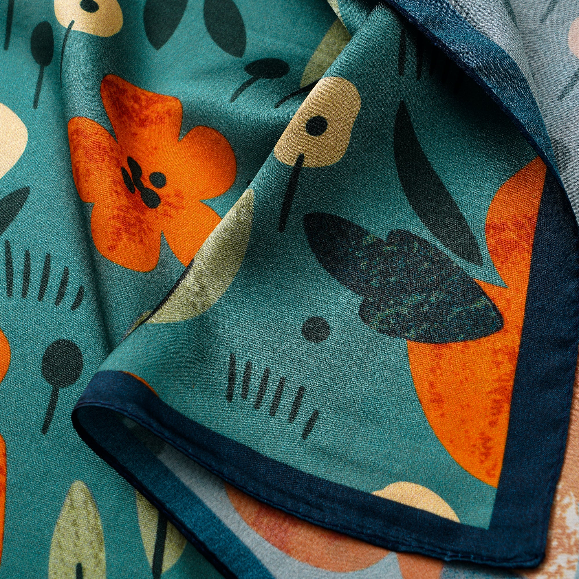 Floral Square Scarf 100% Mulberry Silk Autumn Blooms Symphony Autumn Blooms Symphony 100% Silk 53*53cm